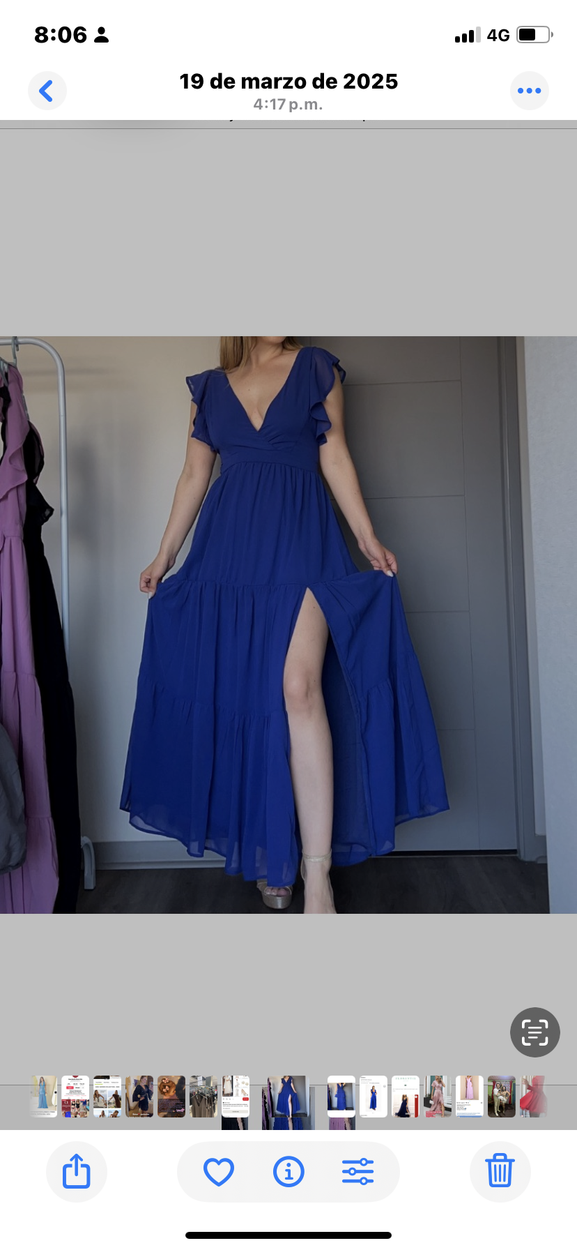 Vestido largo azul con vuelo - miniatura 2