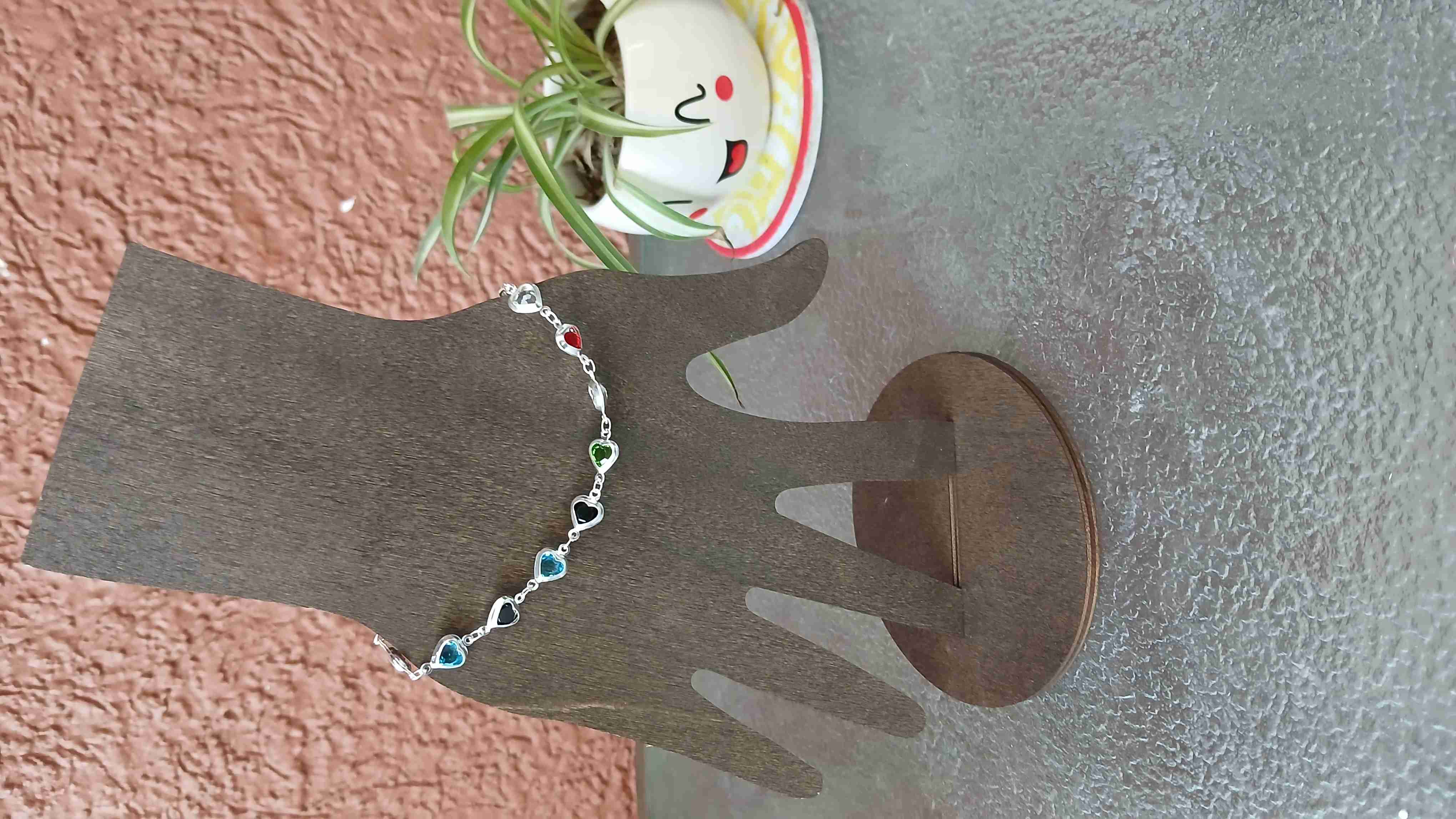 Pulsera de Plata diseño corazones coloridos - miniatura 4