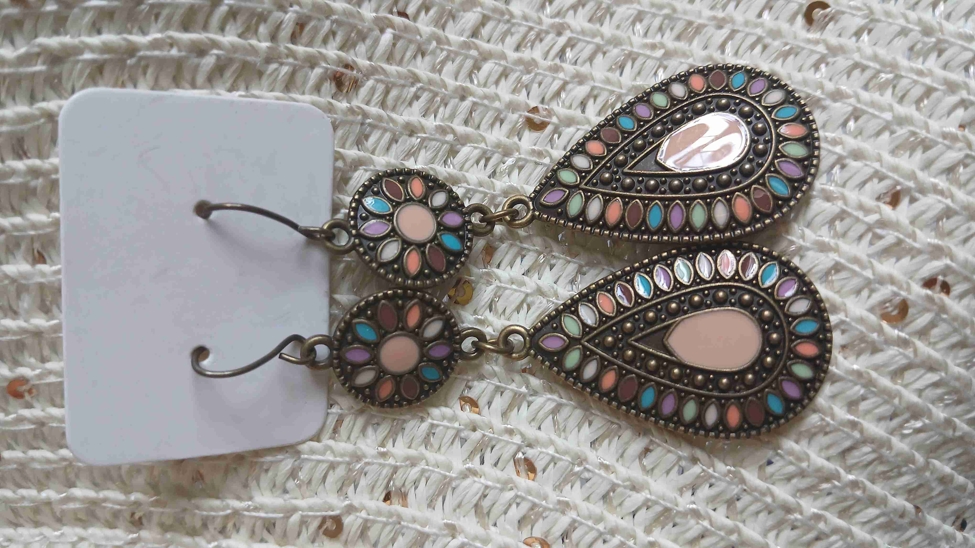 Aros largos bohemios coloridos - miniatura 3