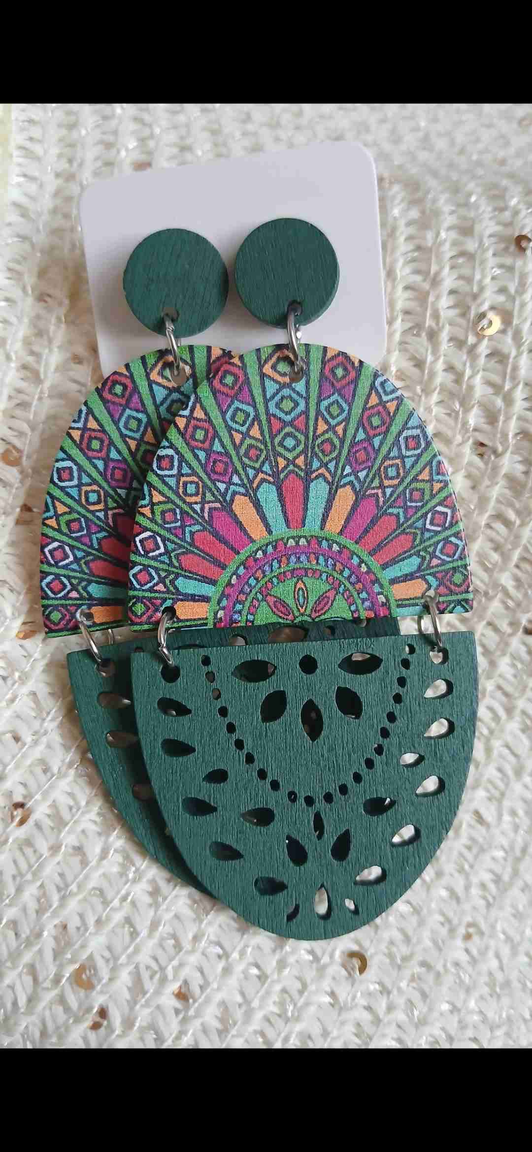Aros de madera con diseño tribal - miniatura 5