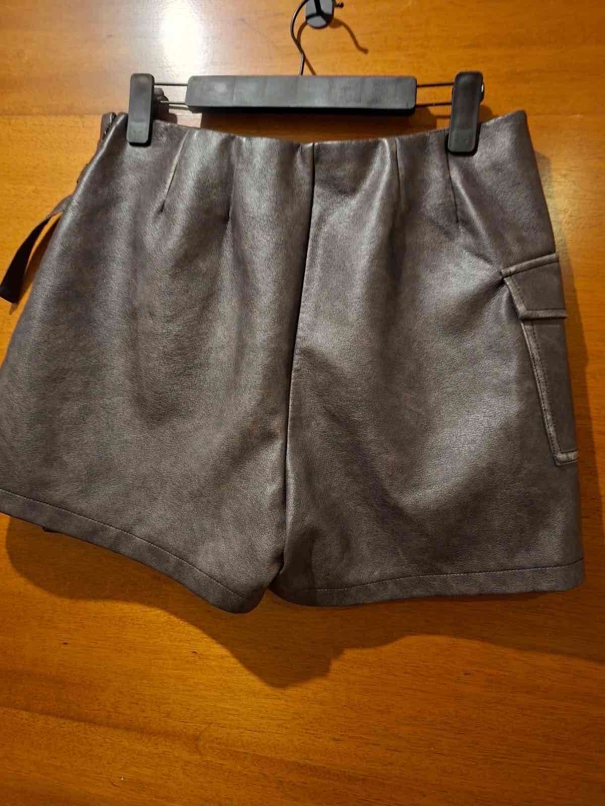 Falda de cuero sintético marrón - miniatura 2