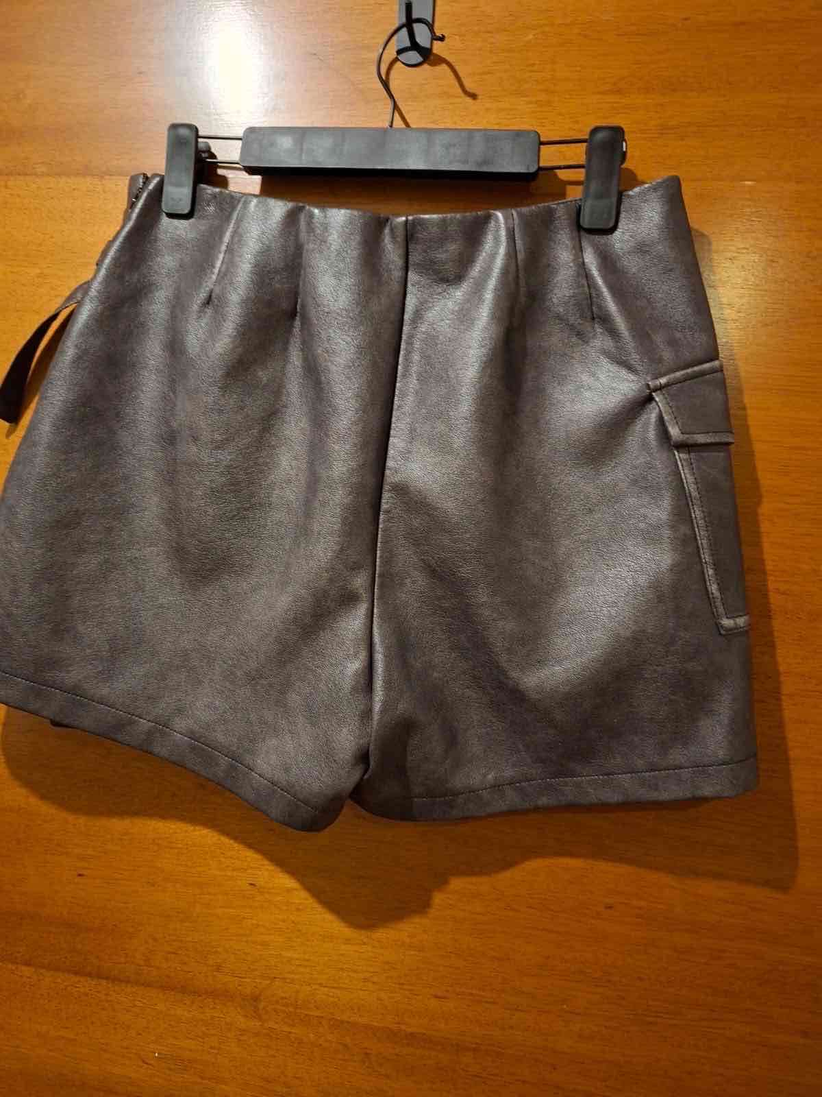 Falda de cuero sintético marrón - miniatura 3