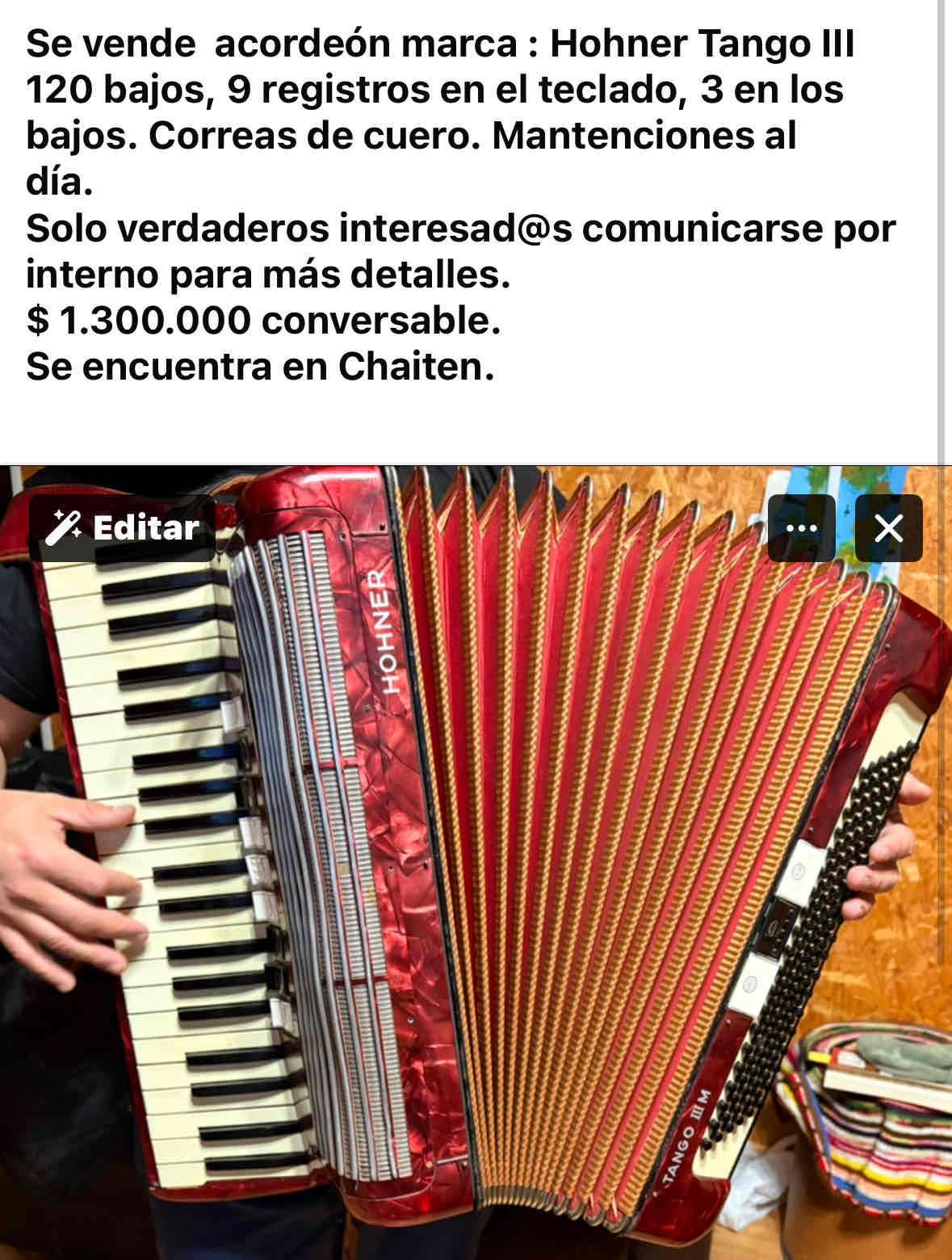 Acordeón Hohner Tango III M rojo - miniatura 4