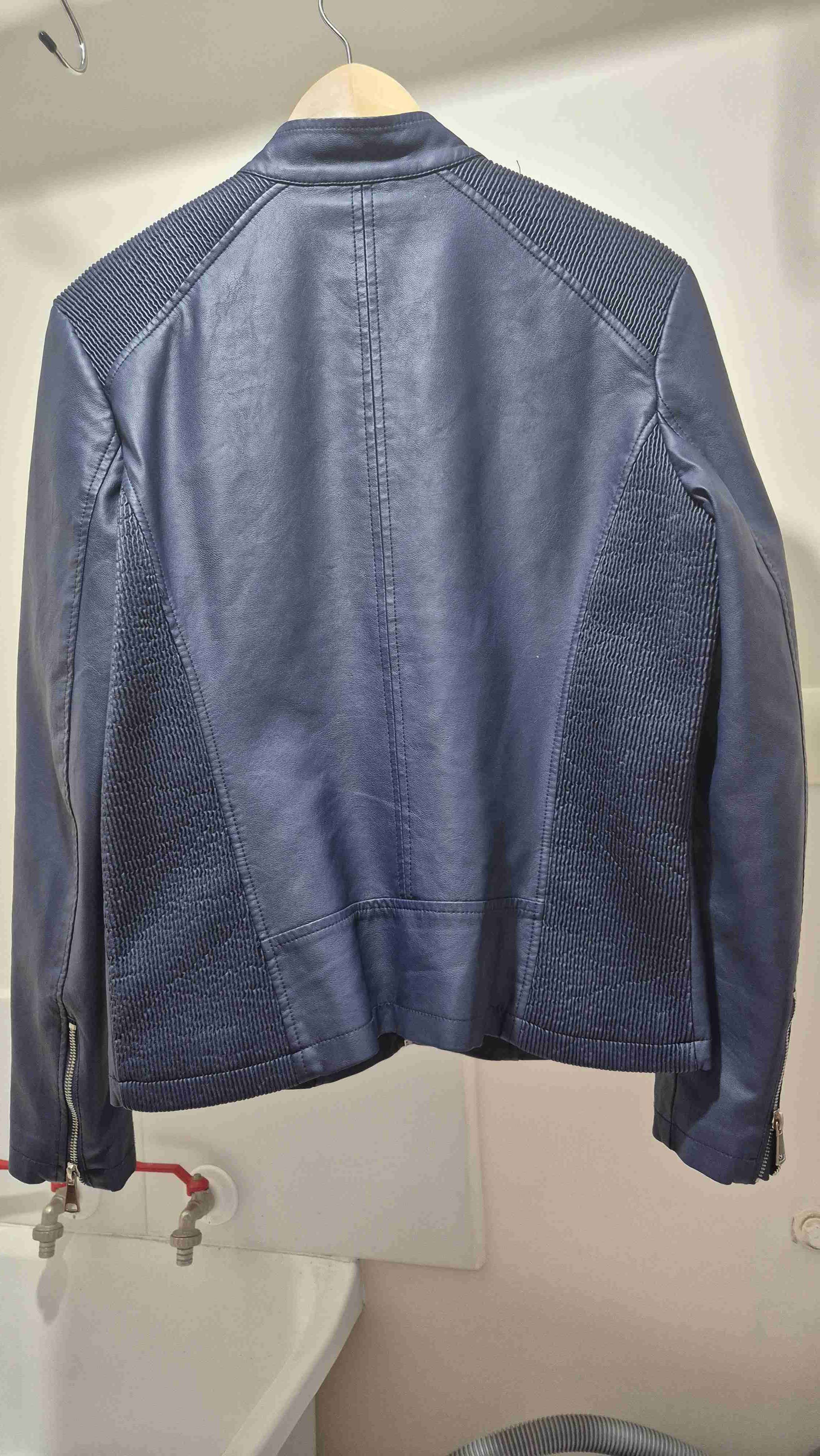 Chaqueta de ecocuero azul oscura - miniatura 2