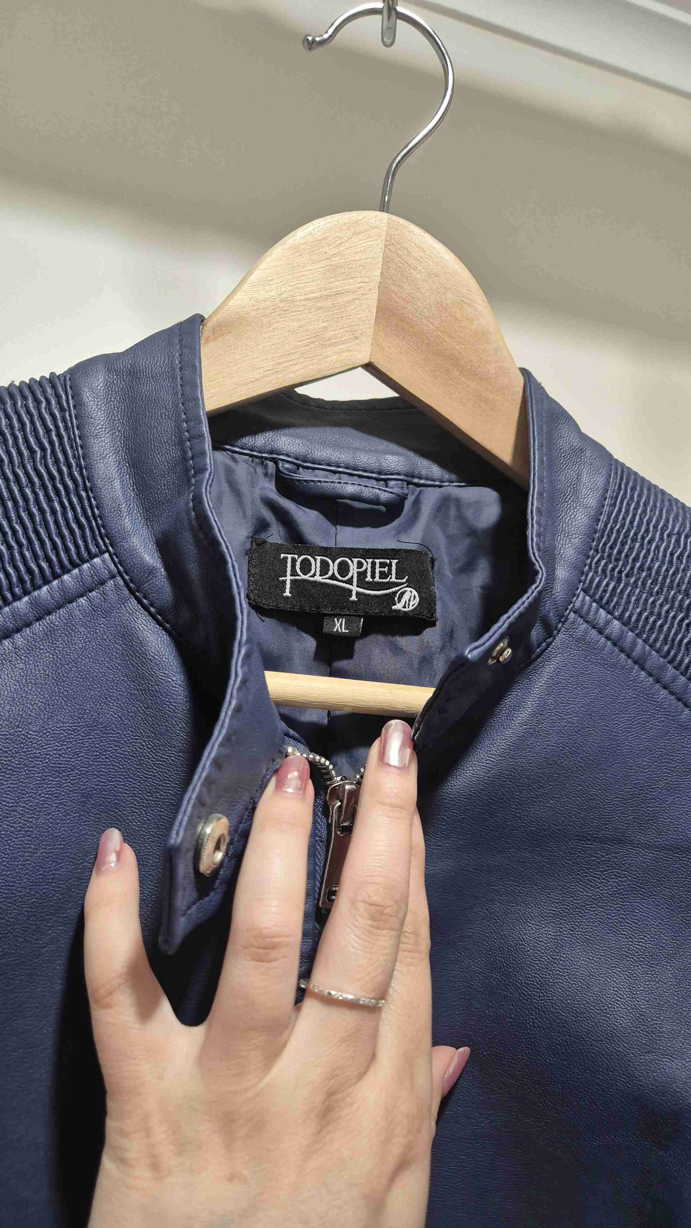 Chaqueta de ecocuero azul oscura - miniatura 3