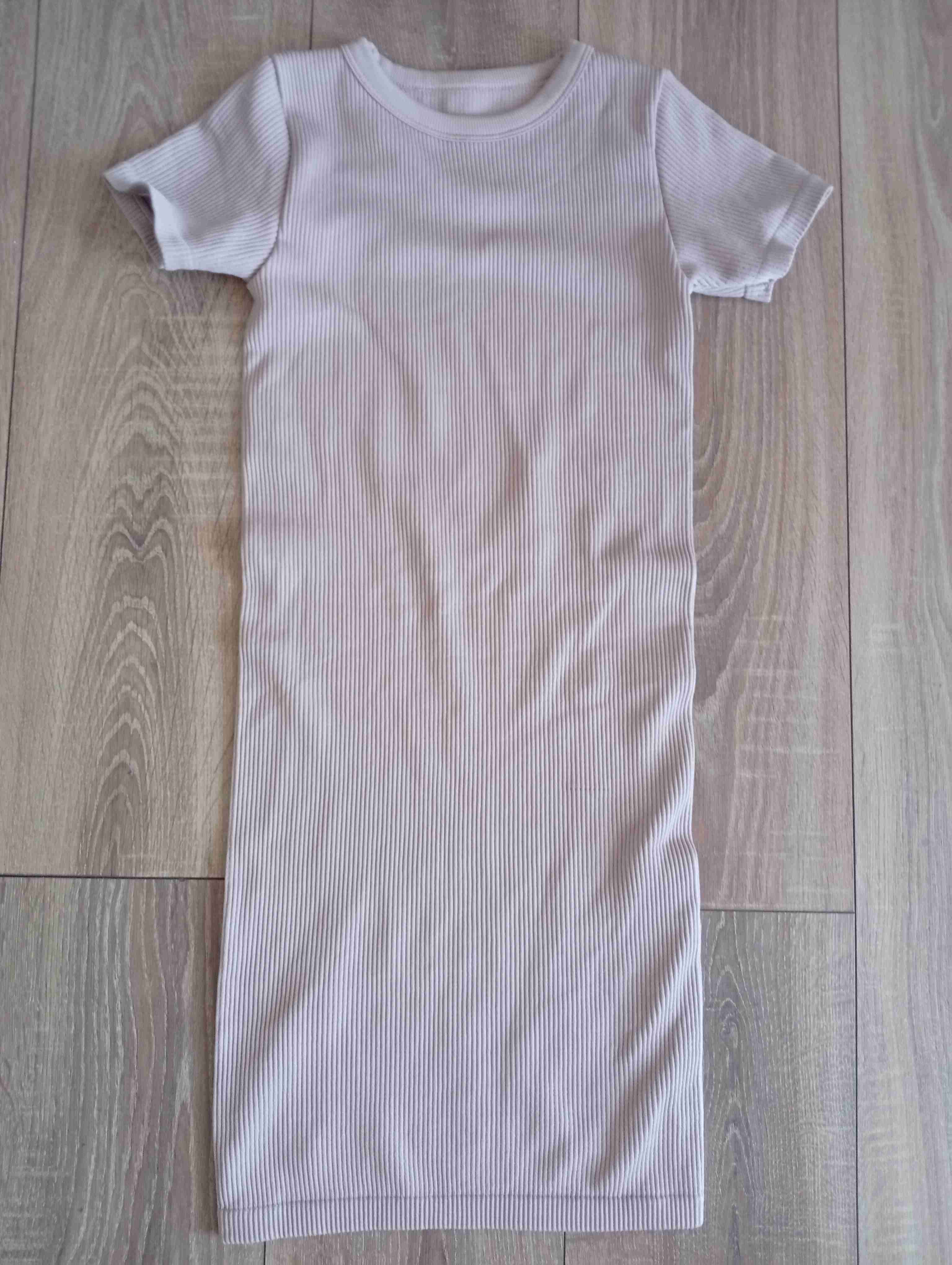 Vestido beige tela rib