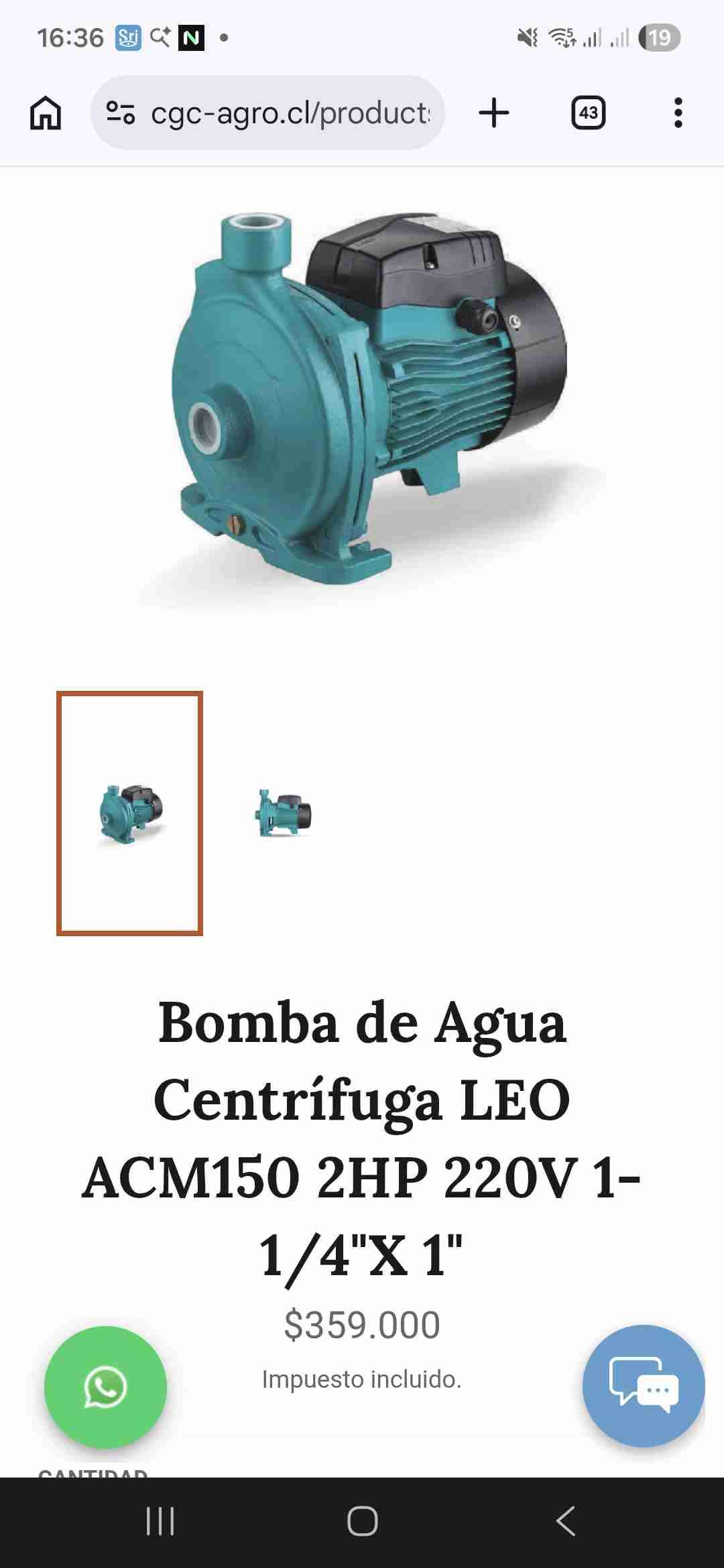 Bomba de Agua Centrífuga LEO 2HP