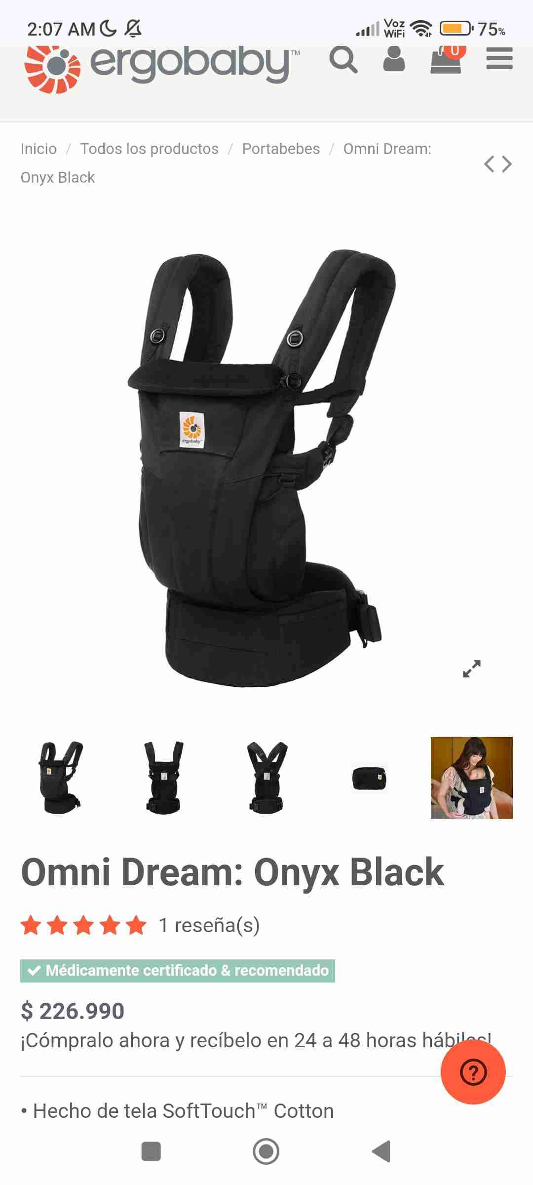 Portabebés Ergobaby Omni Dream negro