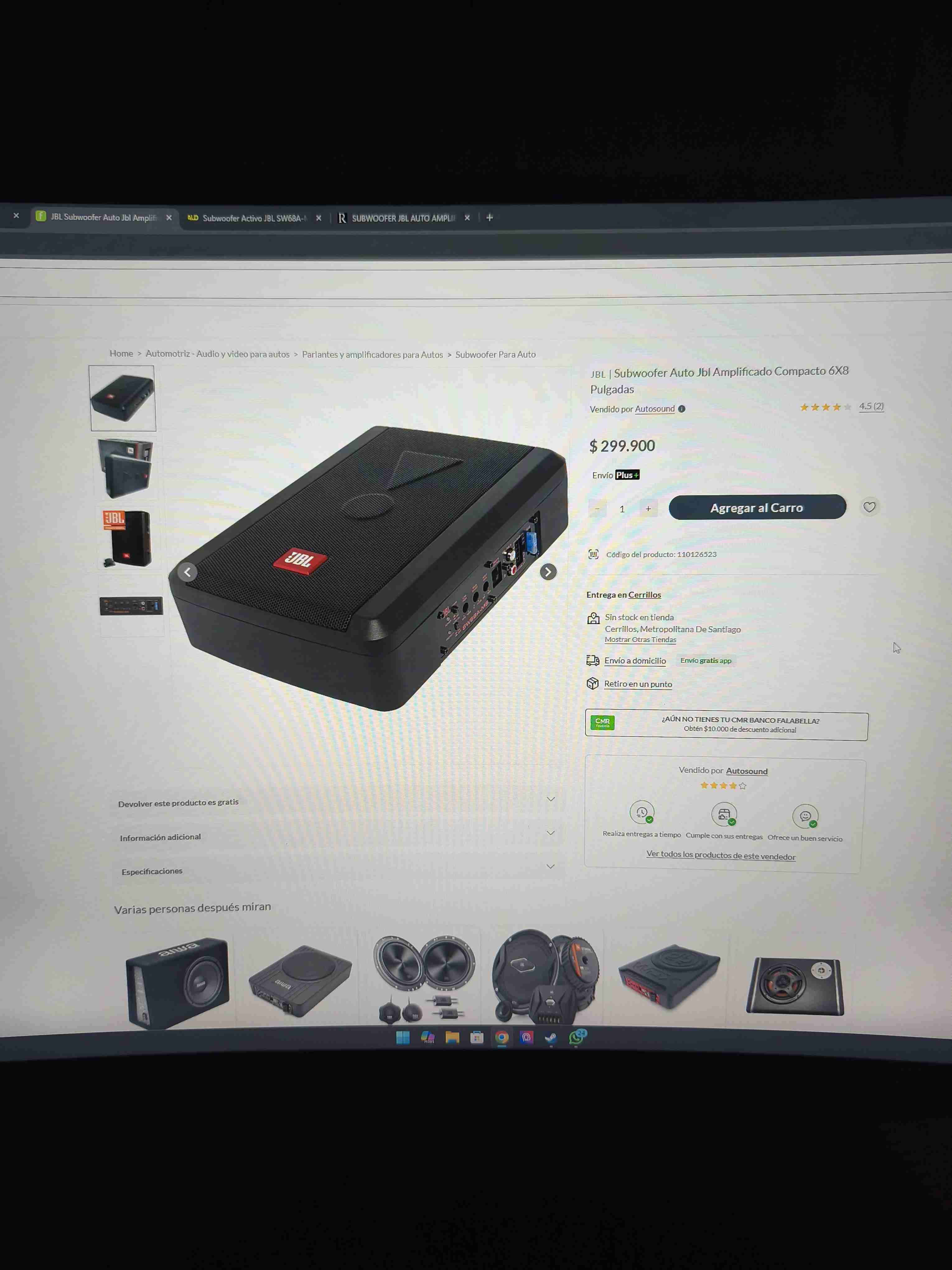 Subwoofer Auto JBL Amplificado - miniatura 2