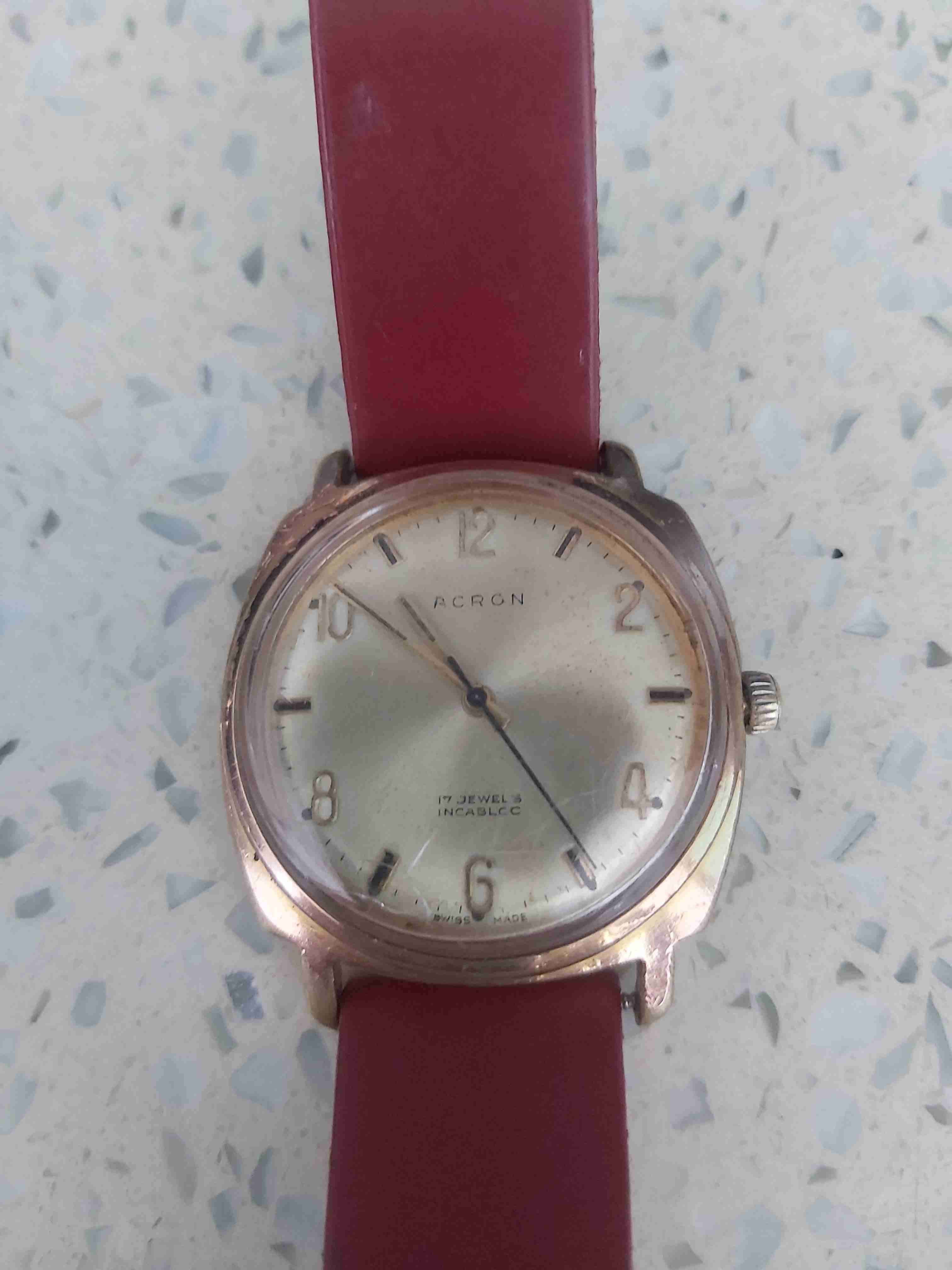 Reloj ACRON antiguo Mecánico a cuerda, Enchape ORO