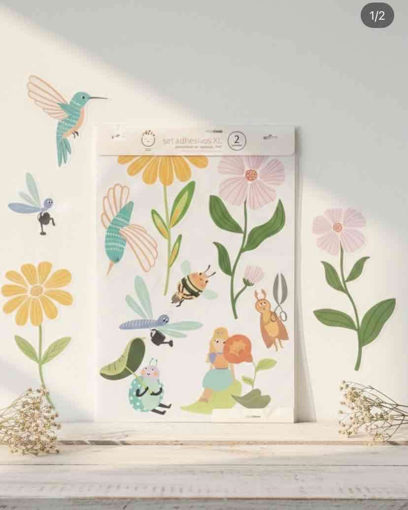 Set adhesivos XL flores y animales