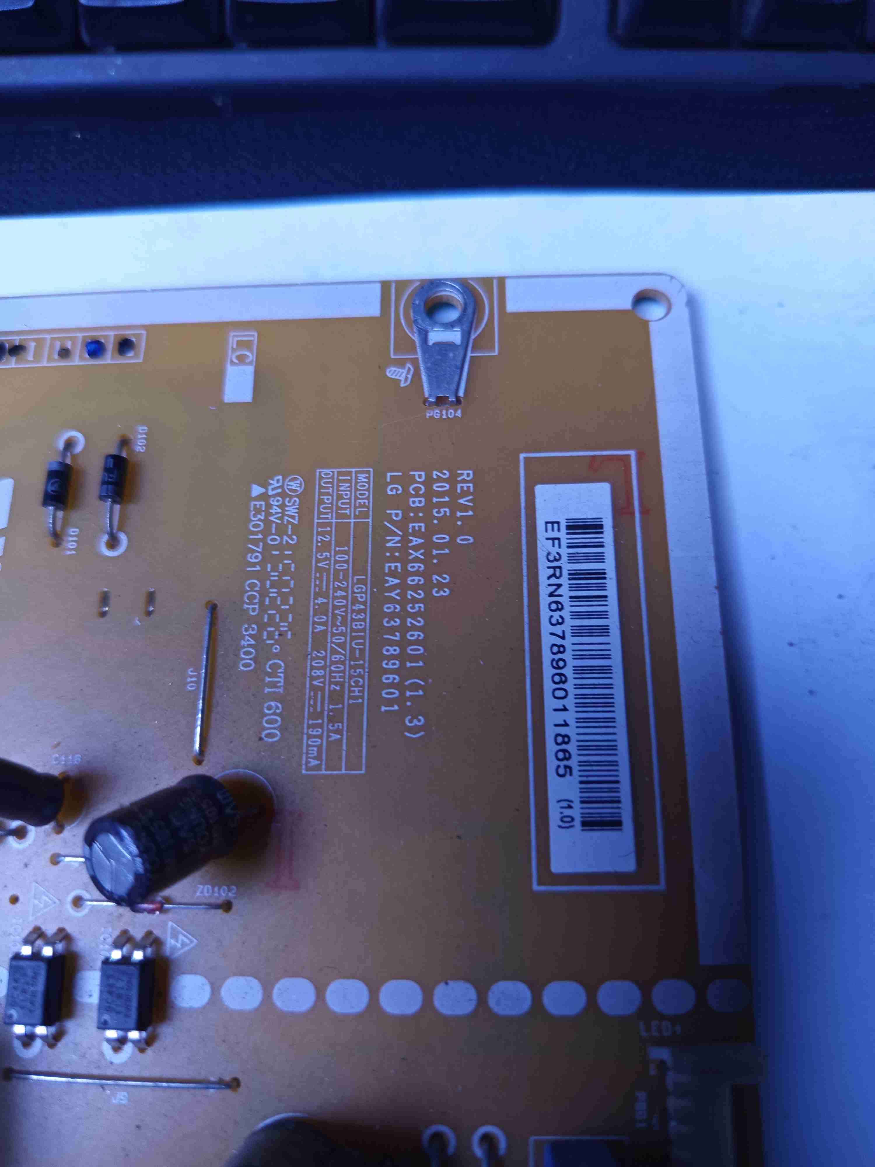 Fuente de poder televisor LG 43UF6900 - miniatura 2