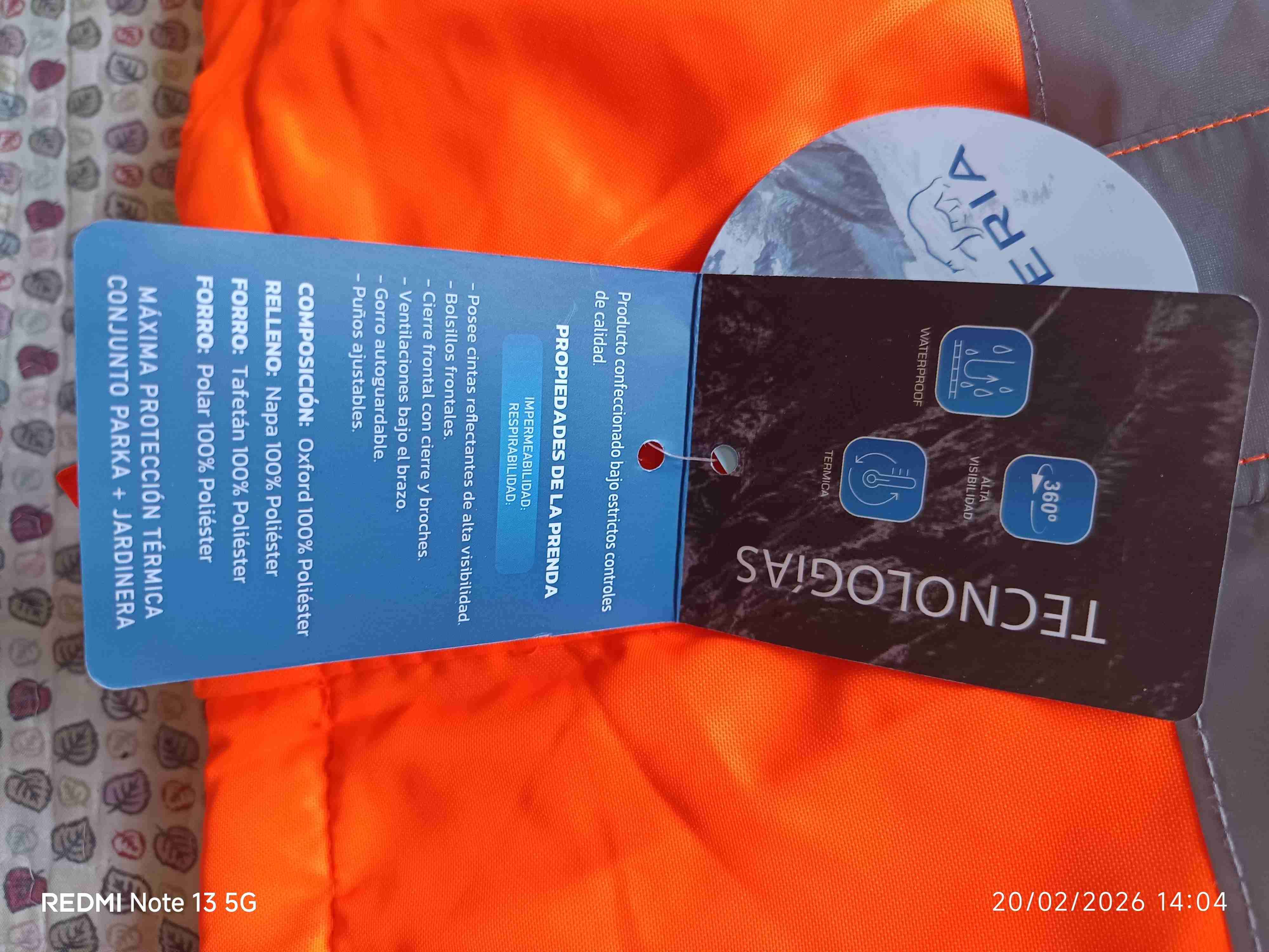 Chaqueta reflectante naranja - miniatura 3