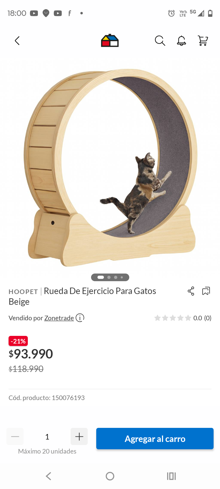 Rascador con rueda para gatos - miniatura 3