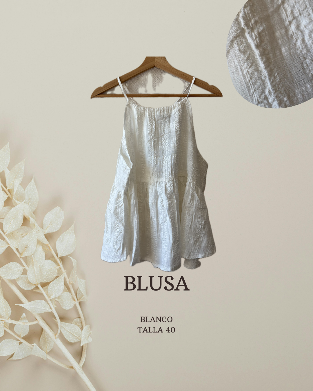 NUEVA Blusa blanca de tirantes