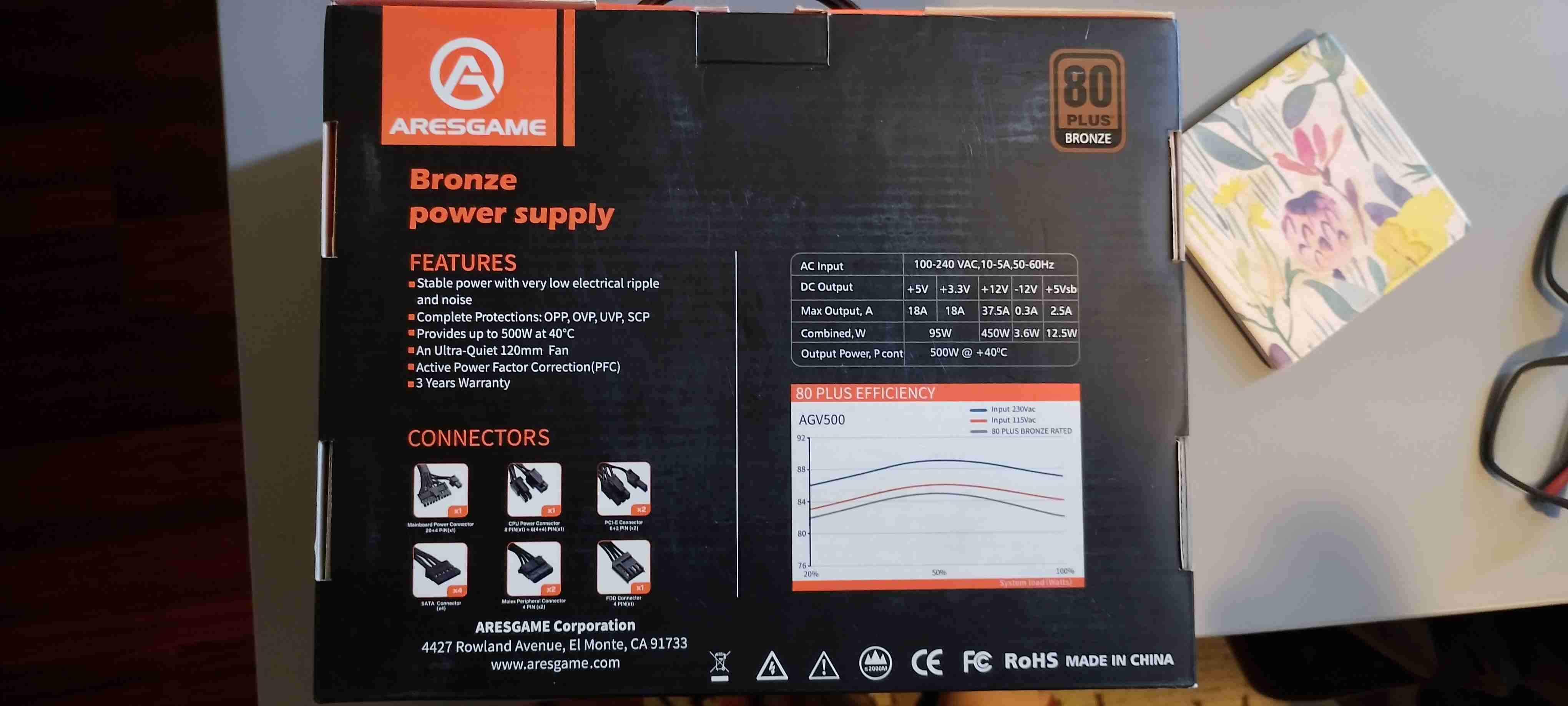 Fuente de poder Aresegame 500W - miniatura 2