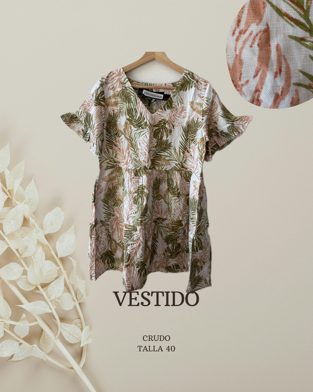 Nuevo Vestido hojas crudo