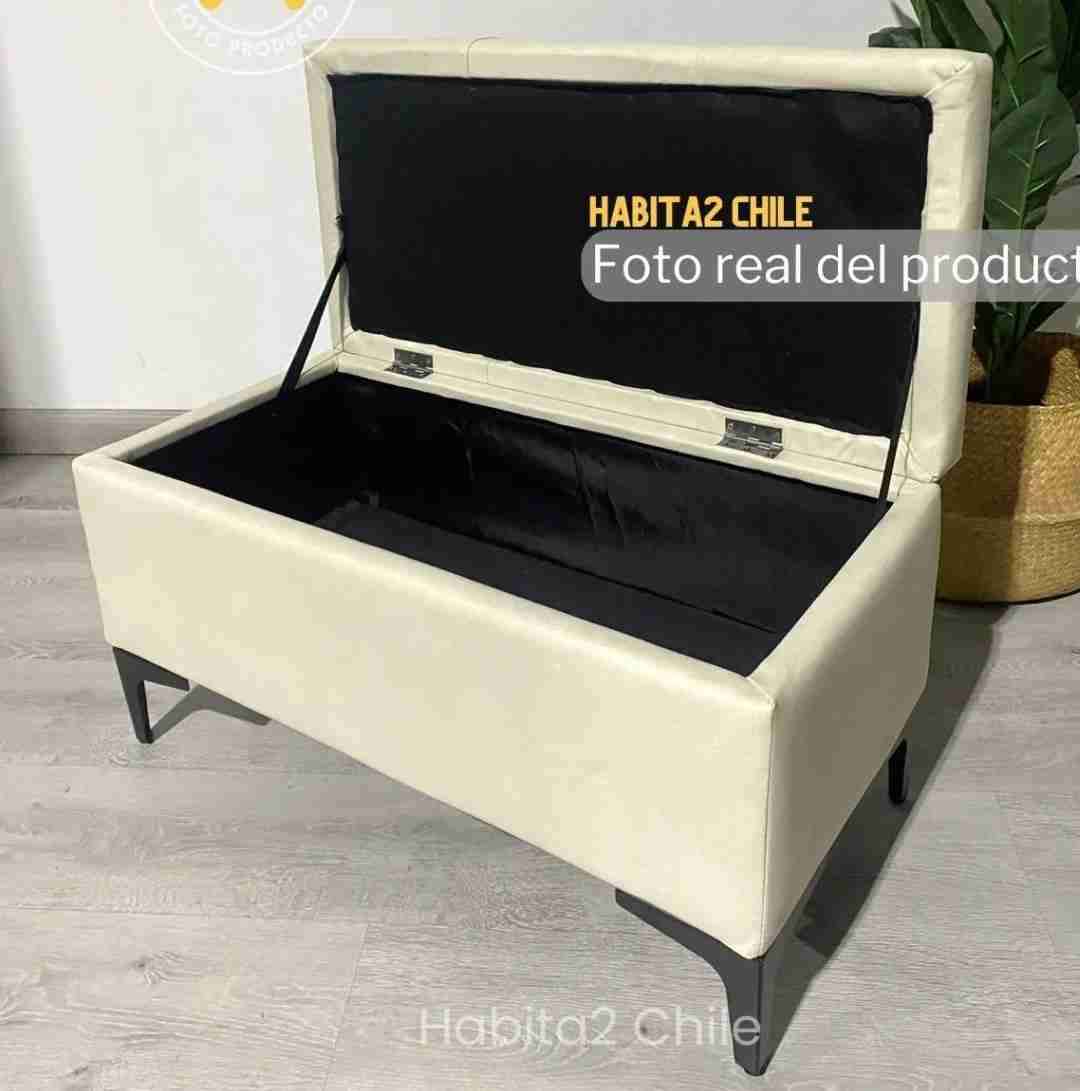 Banqueta beige con almacenamiento - miniatura 2