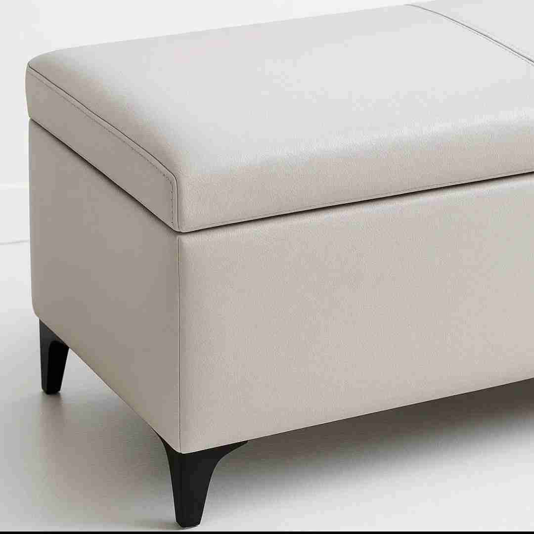 Banqueta beige con almacenamiento - miniatura 3