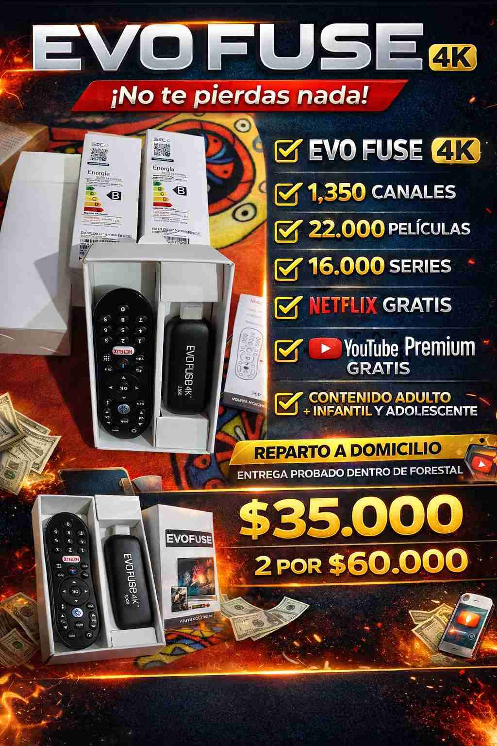 TV Box EVO FUSE 4K con control remoto