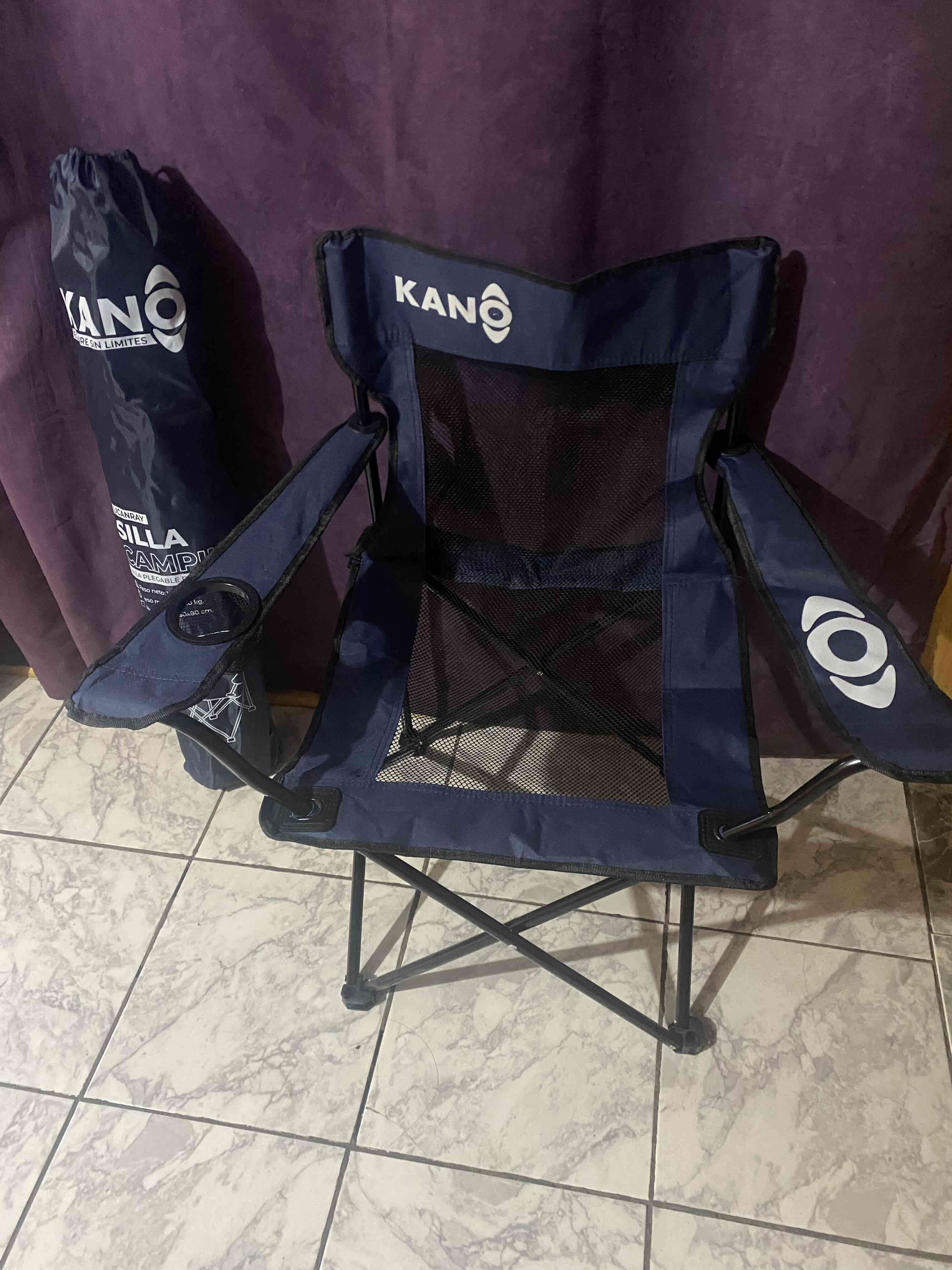 Silla de camping plegable azul - miniatura 2