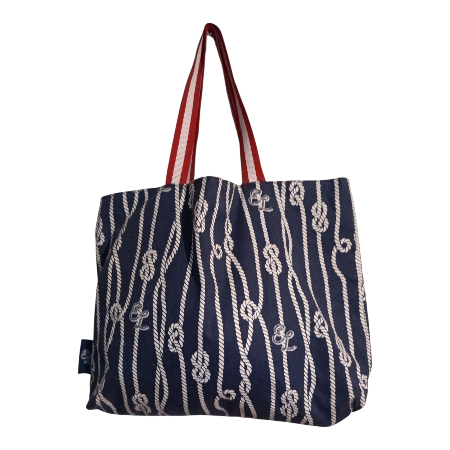 Bolso tote azul con diseño náutico