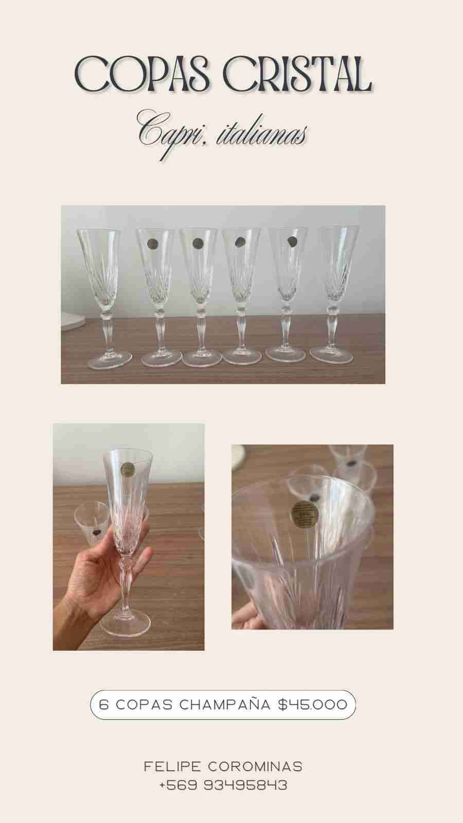 Juego de 6 copas de cristal italianas