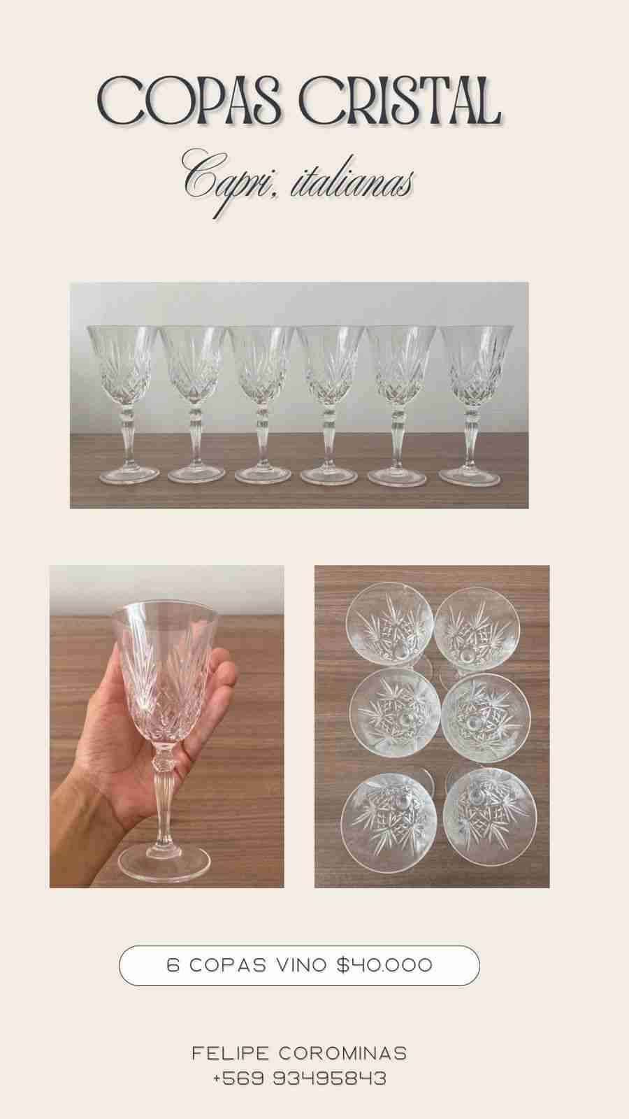 Juego de copas de cristal italianas