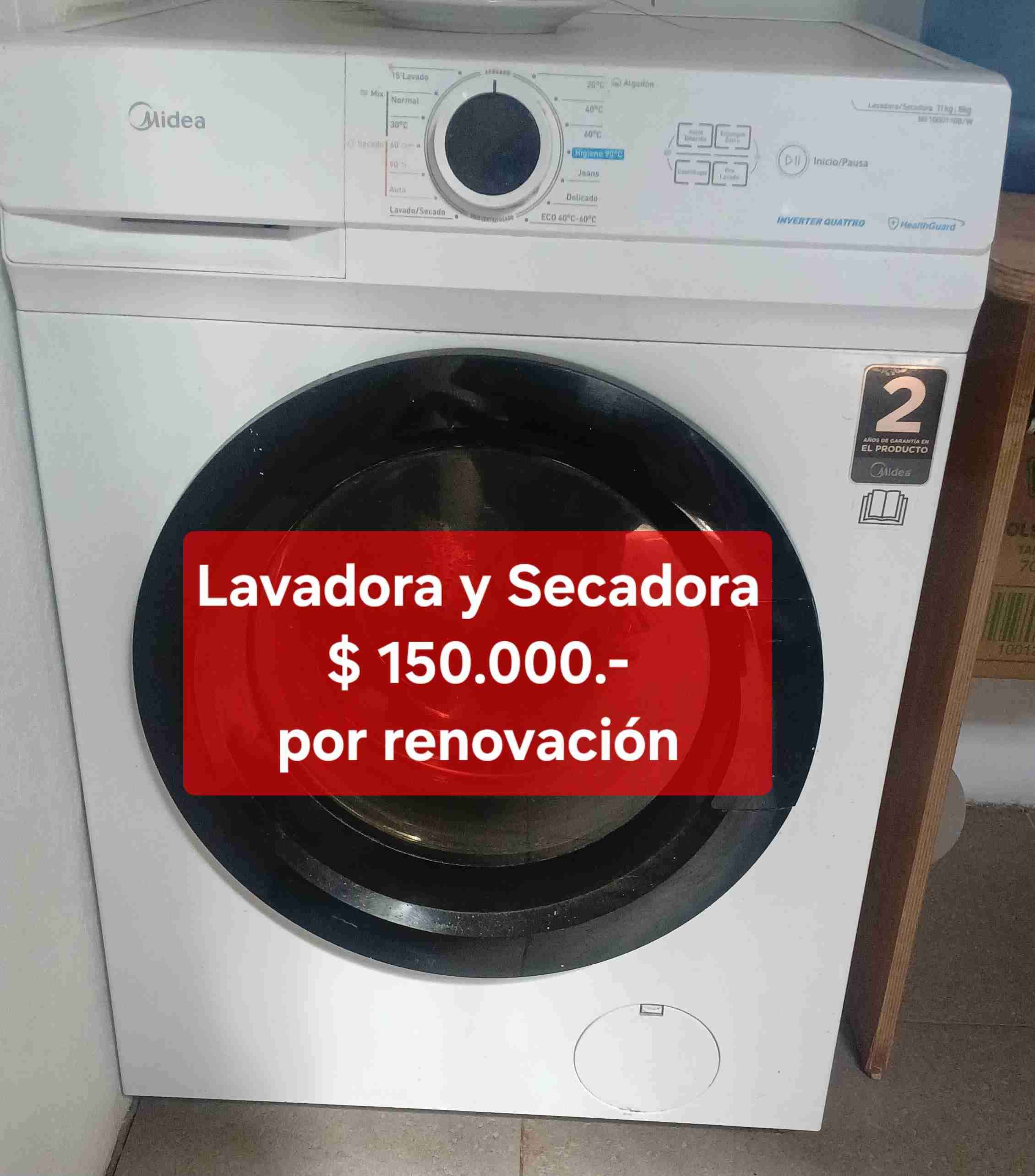 Lavadora y secadora Midea blanca