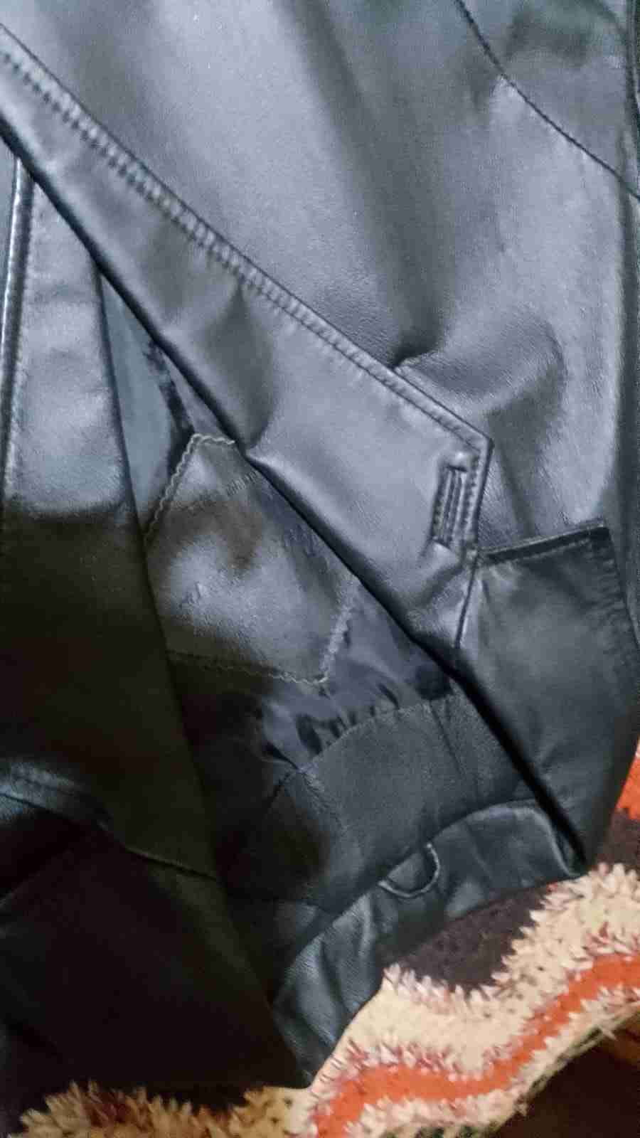 Abrigo largo negro de cuero genuino - miniatura 4