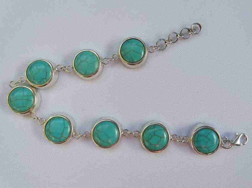 Pulsera de piedra turquesa y plata 925