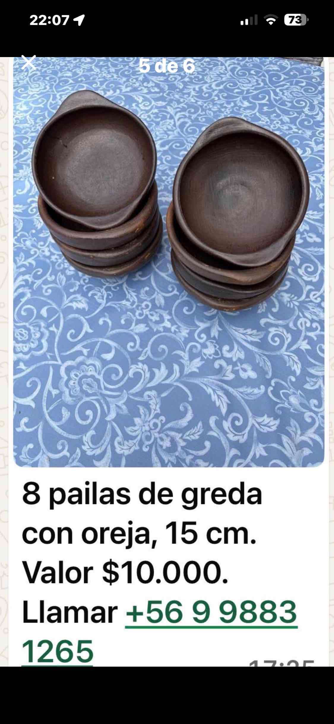 Pailas de greda 15 cm