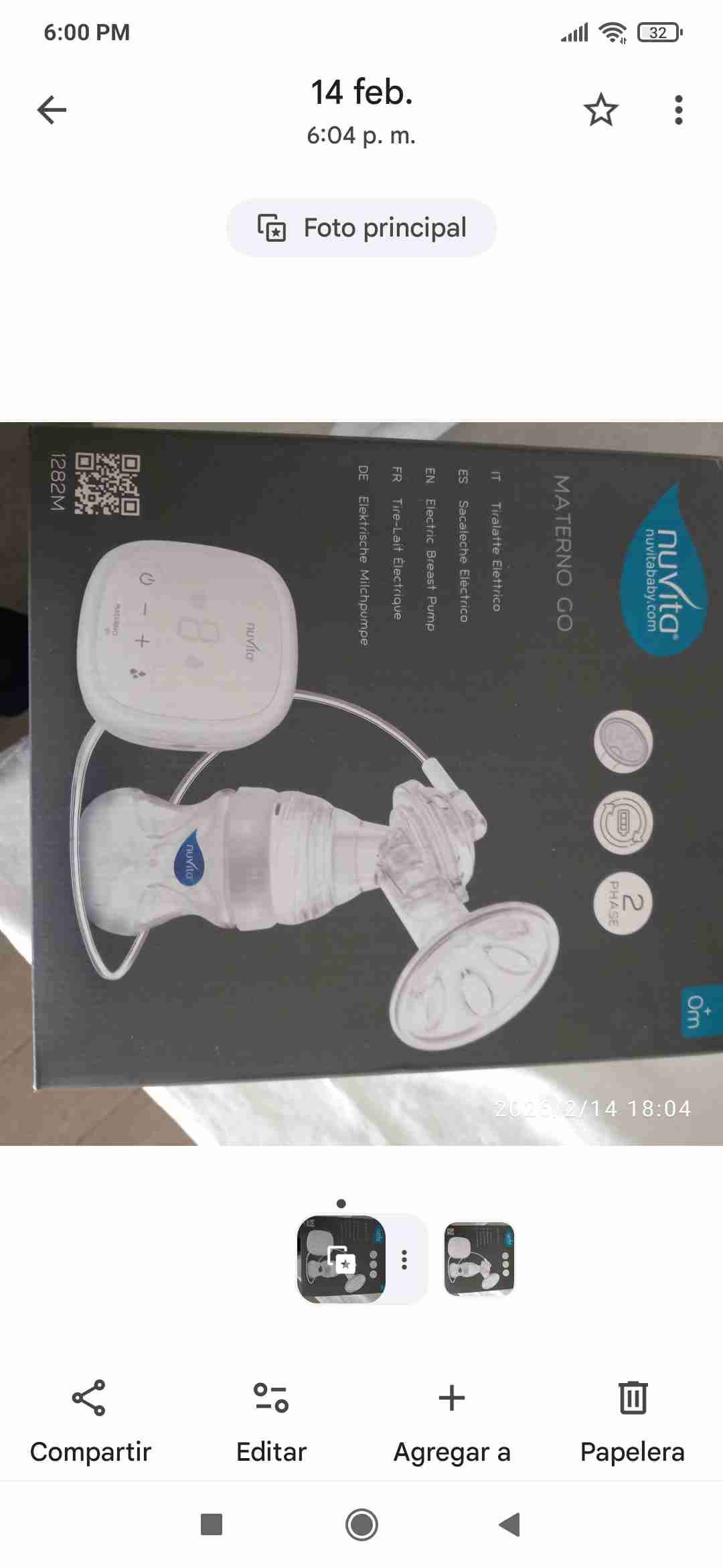 Extractor de leche eléctrico Nuvita - miniatura 2