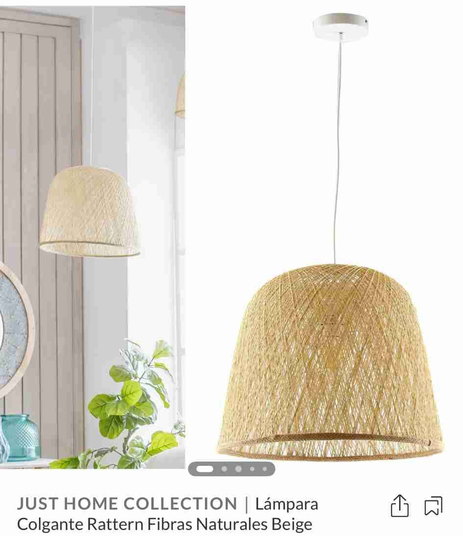 Lámpara colgante fibras naturales beige