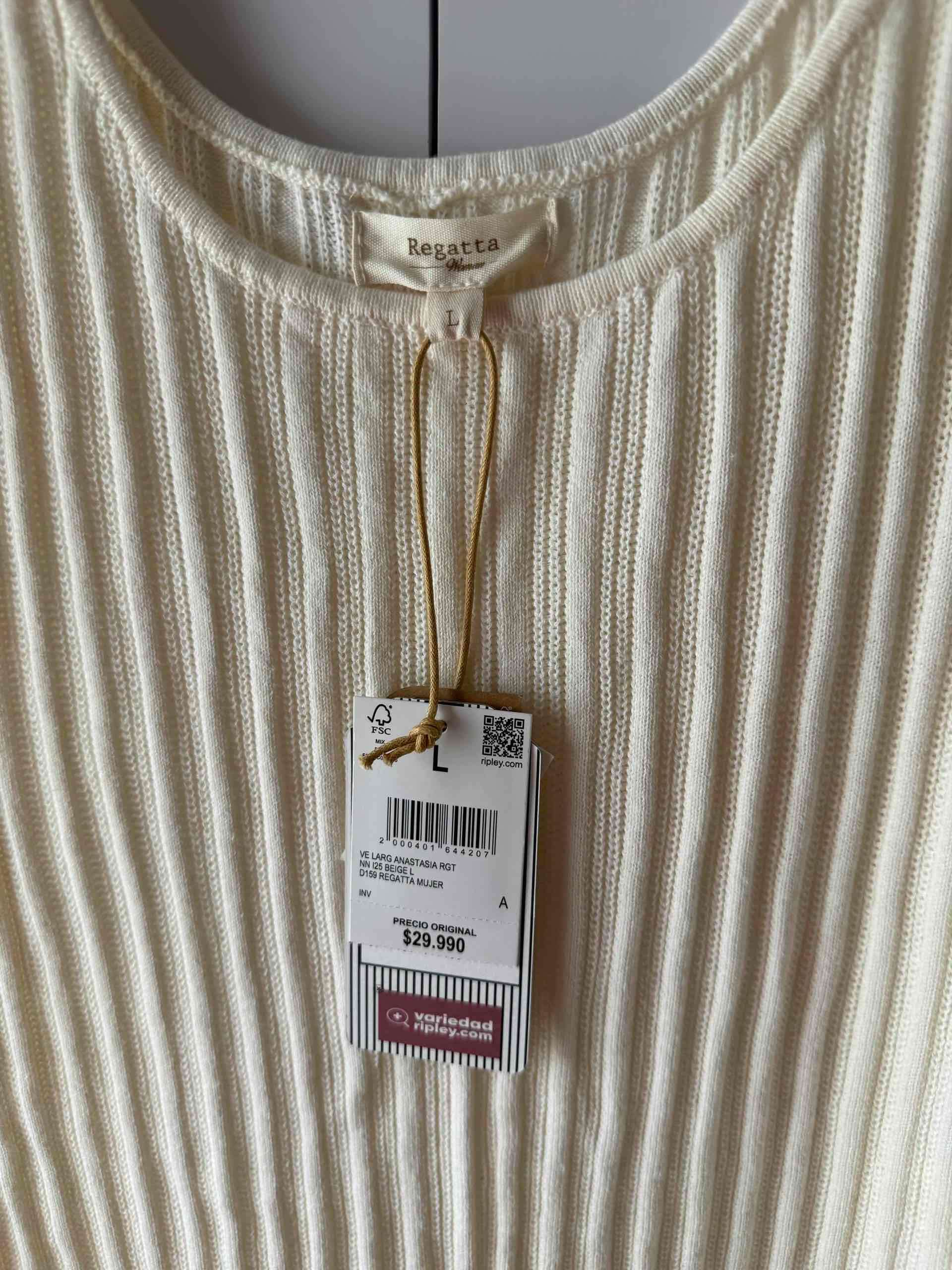 Vestido largo de punto beige Talla L - miniatura 2