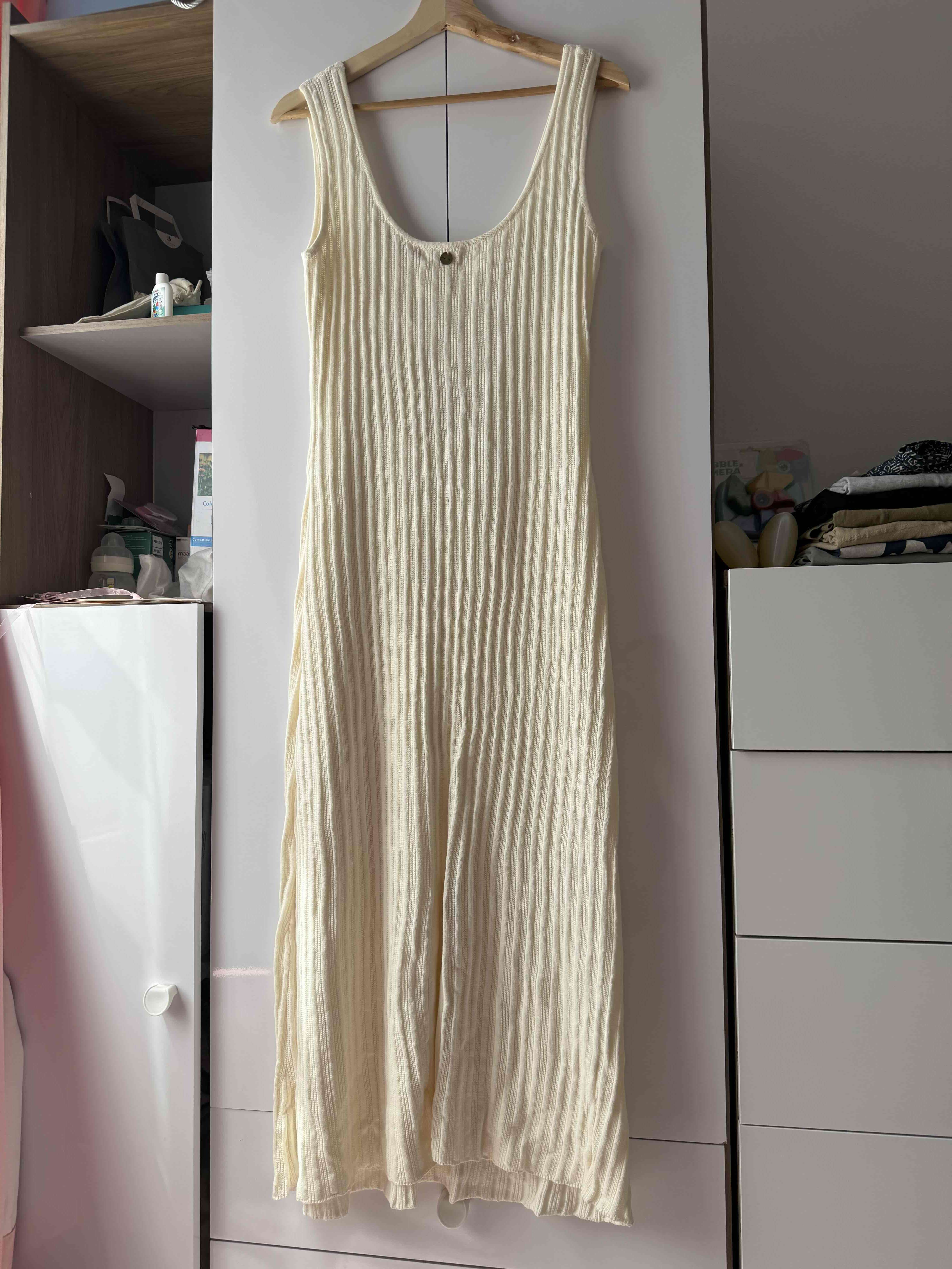 Vestido largo de punto beige Talla L - miniatura 3