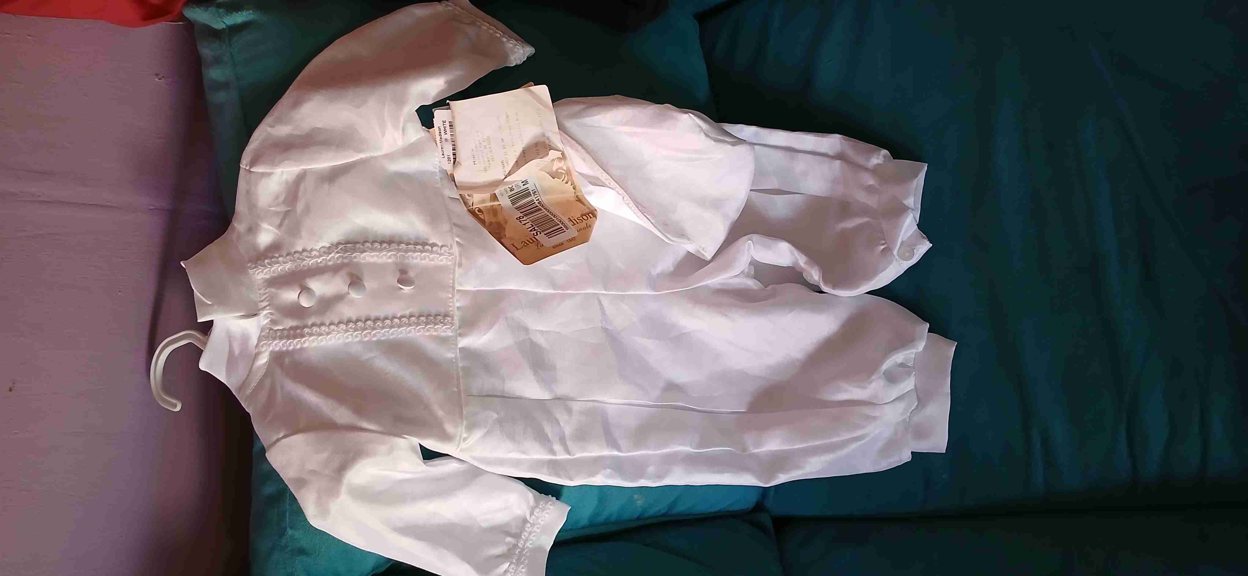 Conjunto de bautizo blanco para bebé marca polo 9m - miniatura 3