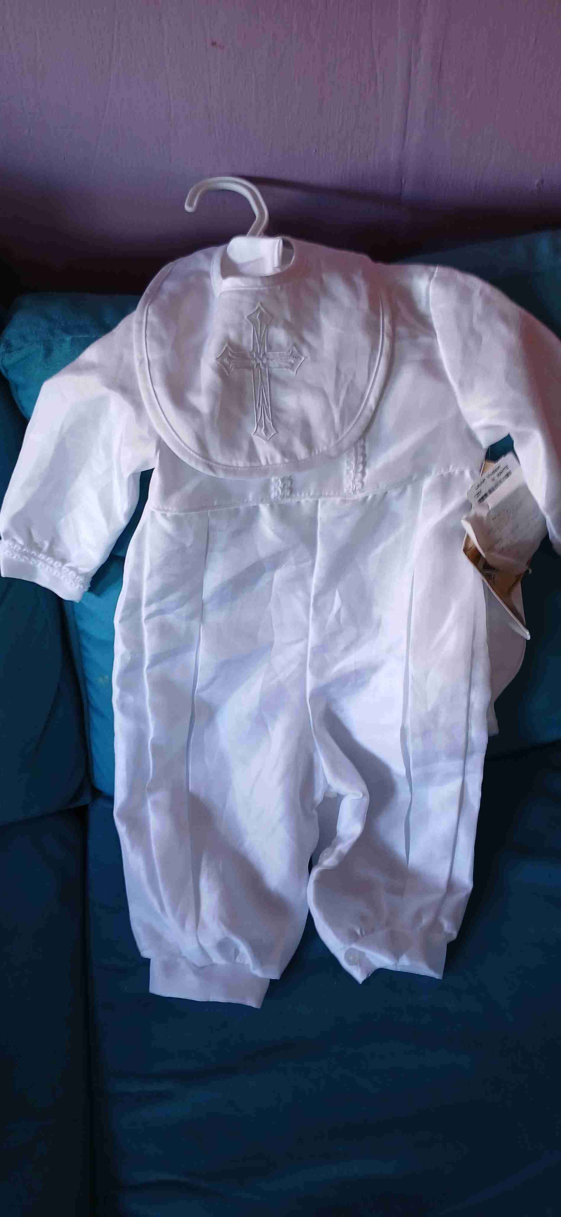 Conjunto de bautizo blanco para bebé marca polo 9m - miniatura 4