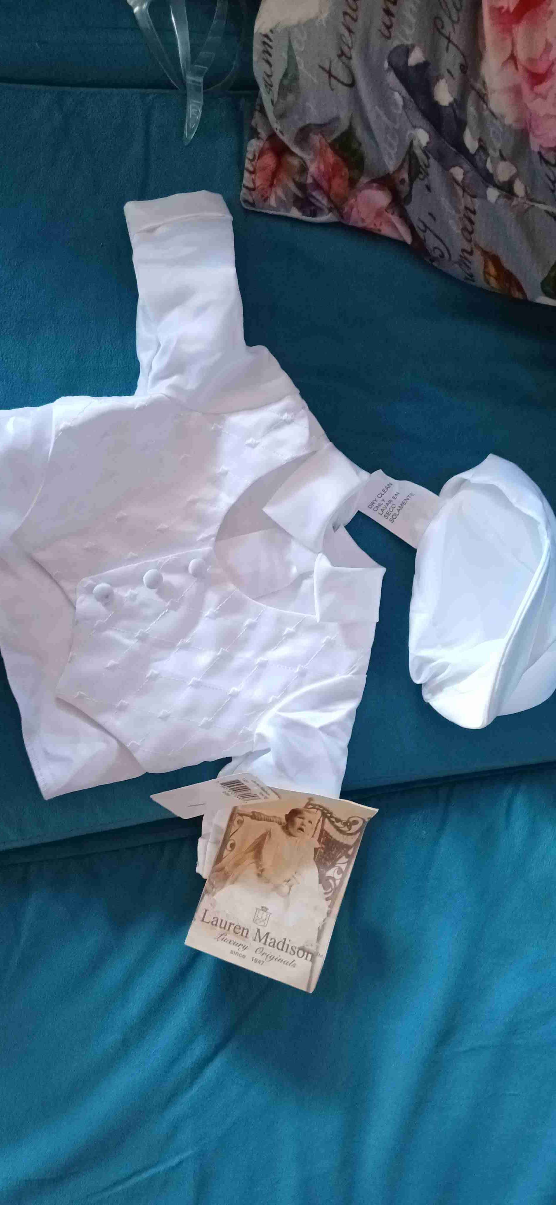 Conjunto bautizo blanco para bebé 3meses - miniatura 2