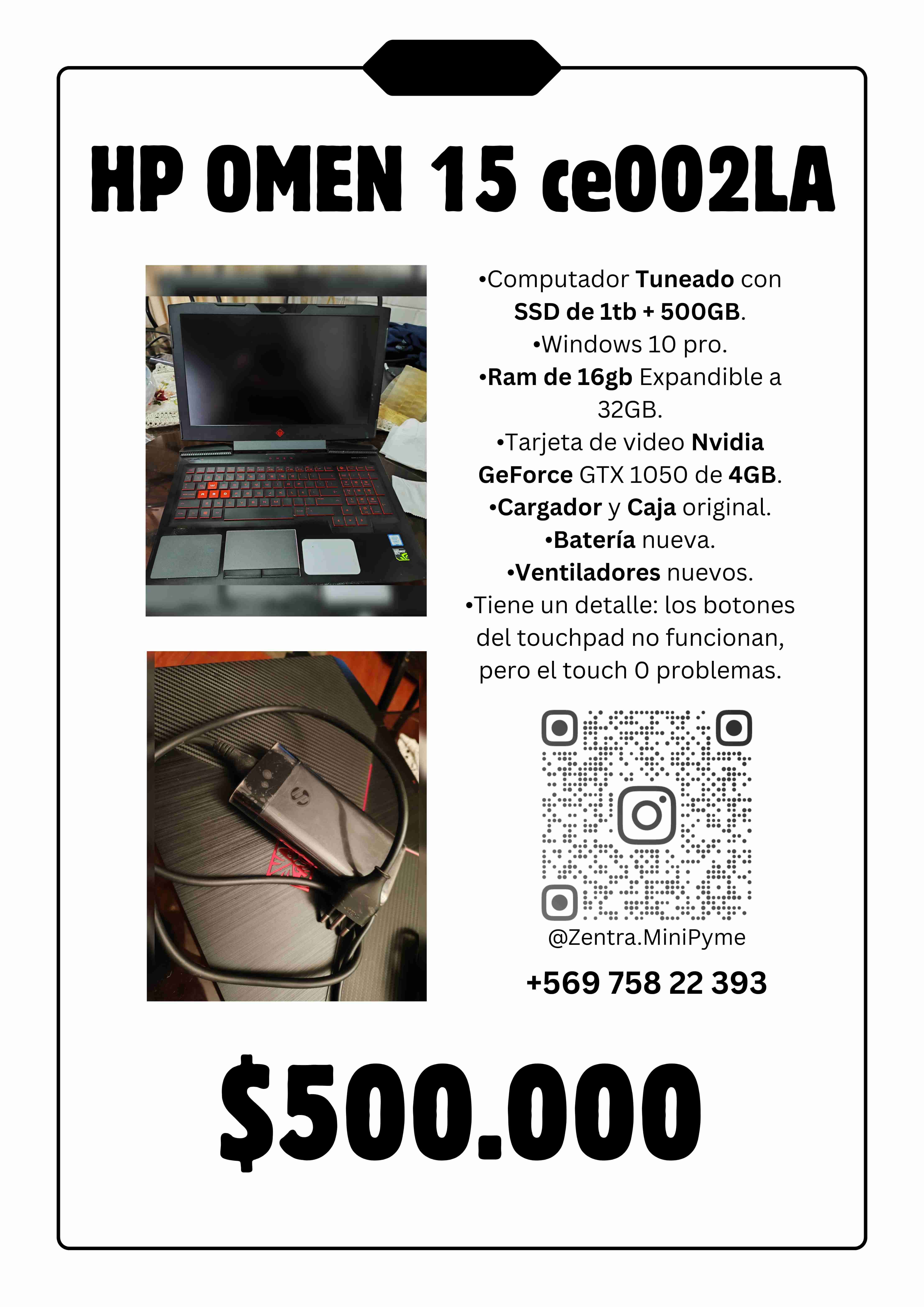 Hp Omen 15-ce002la Tuneado (Usado) - miniatura 3