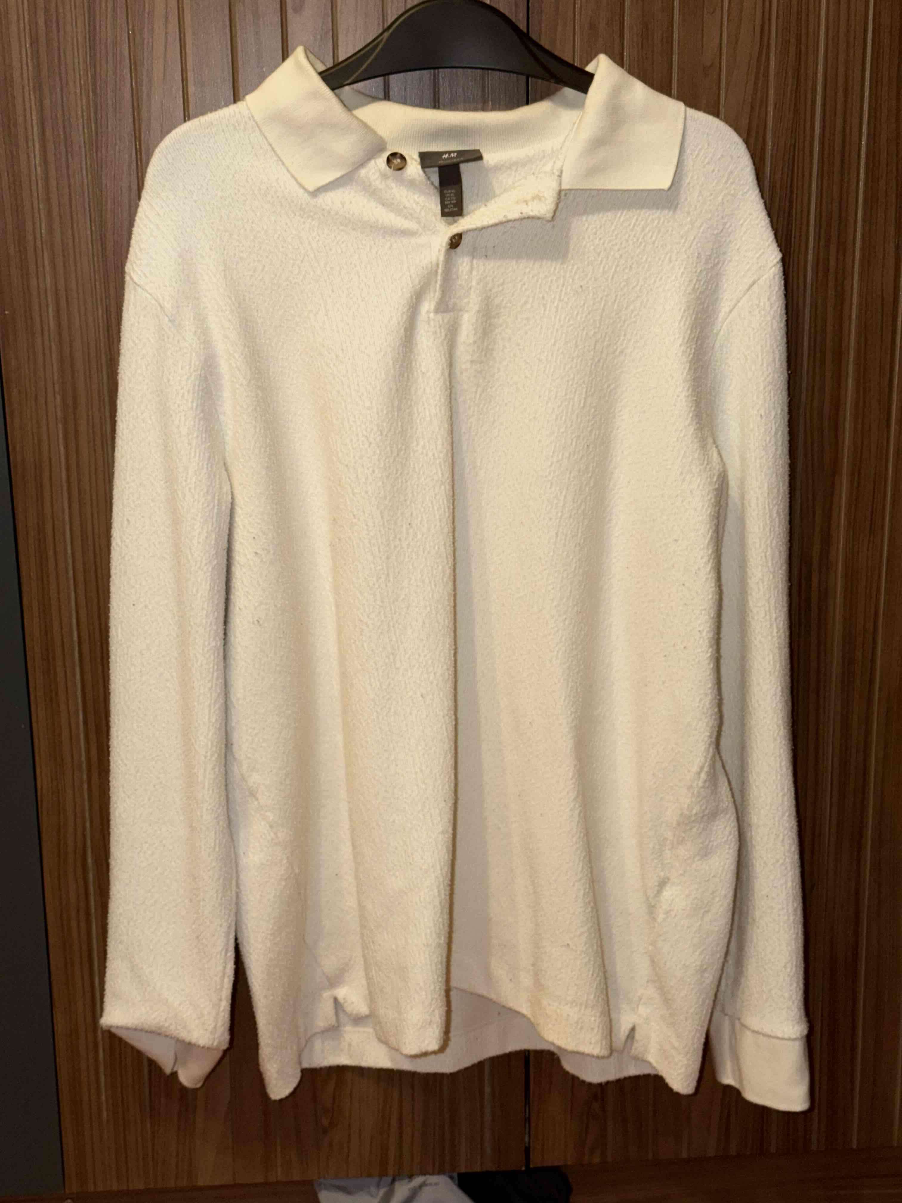 Polera Blanca crema manga larga H&M ( XL ) - miniatura 3