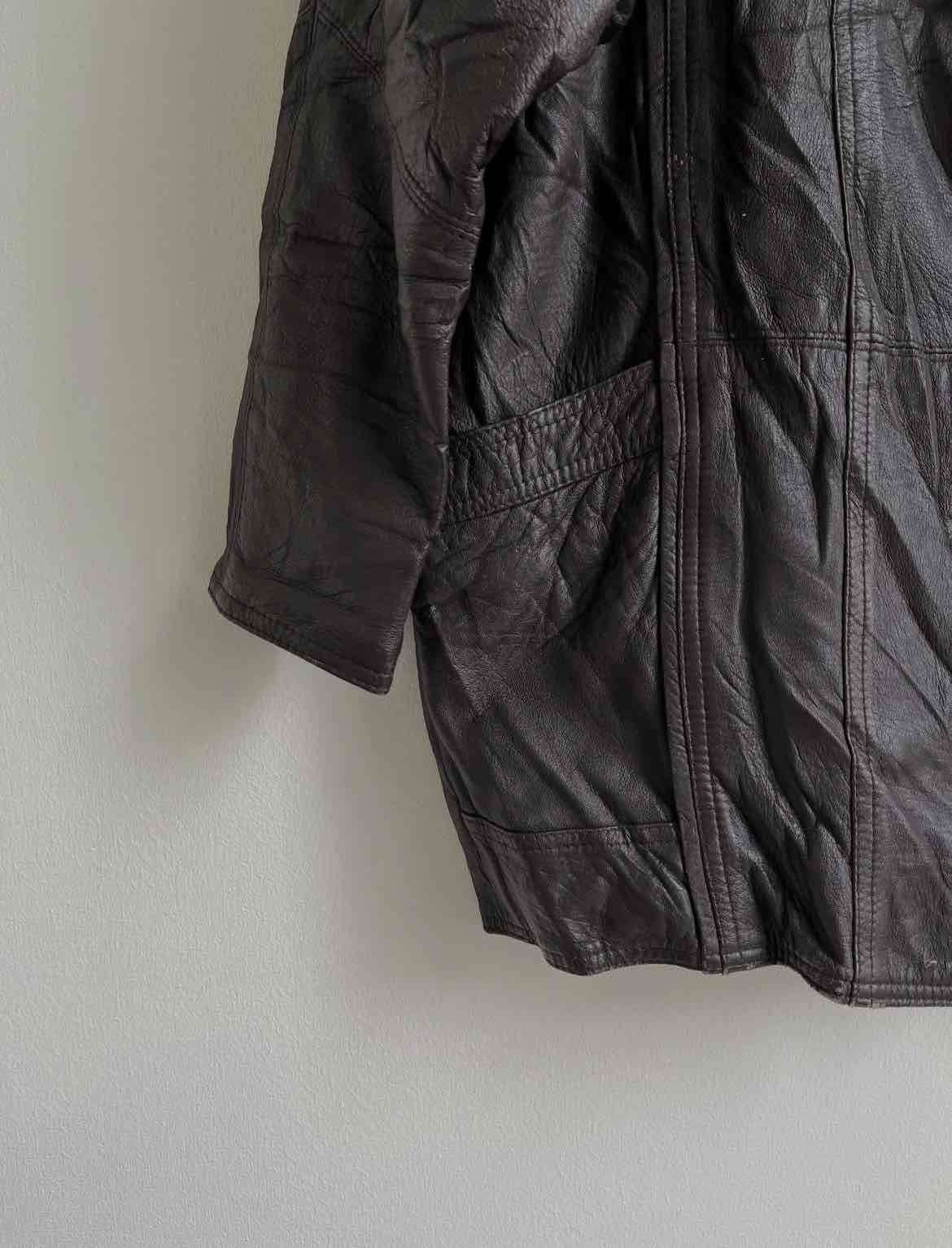 Chaqueta de cuero marrón - miniatura 2