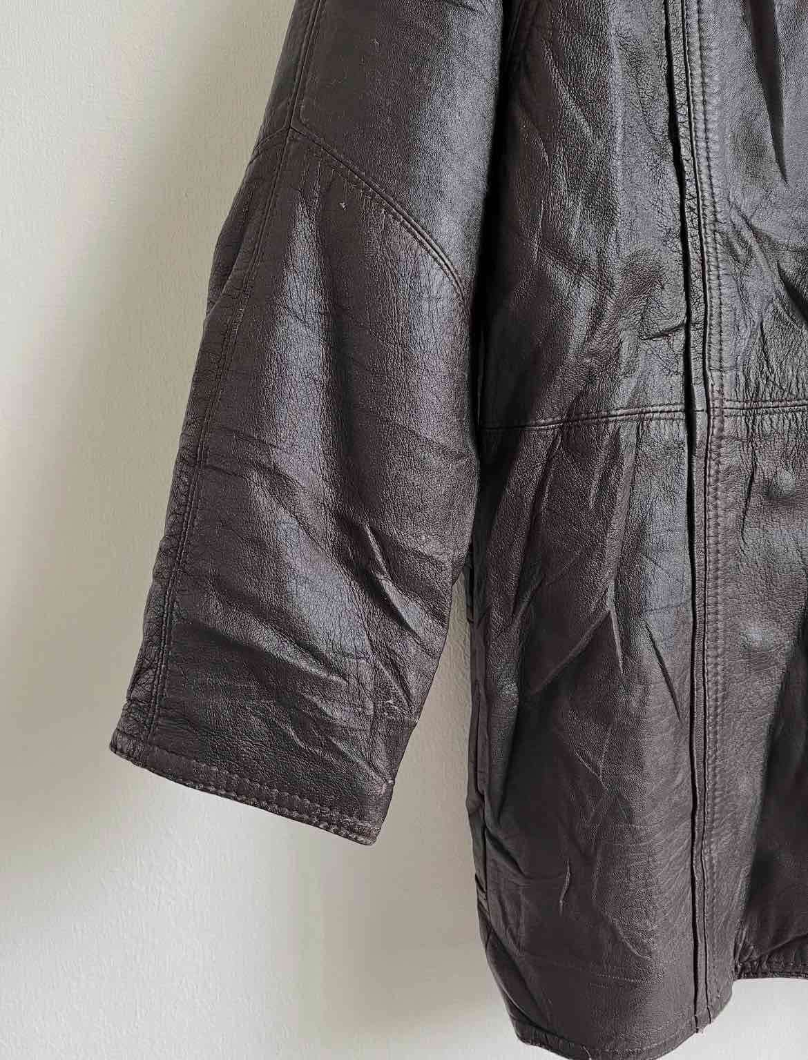 Chaqueta de cuero marrón - miniatura 4