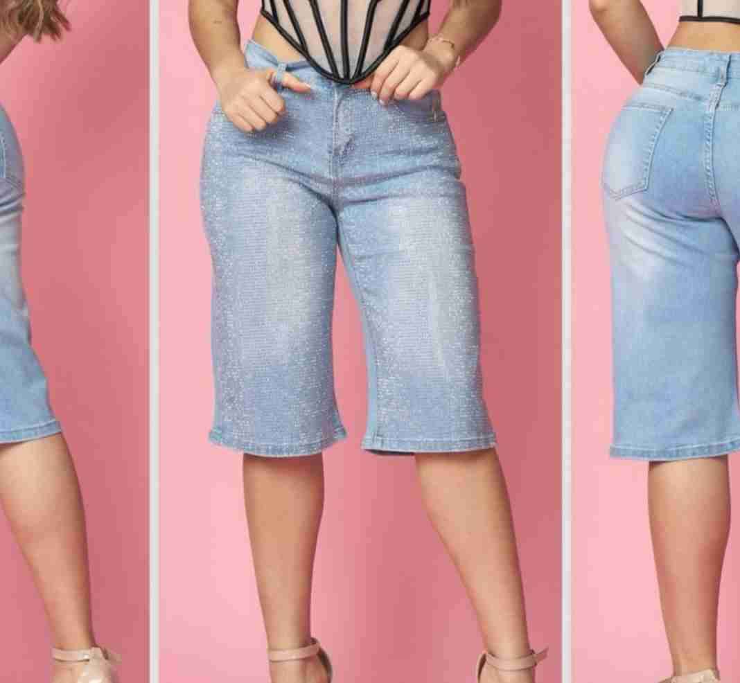 Bermudas vaqueras claras con brillos