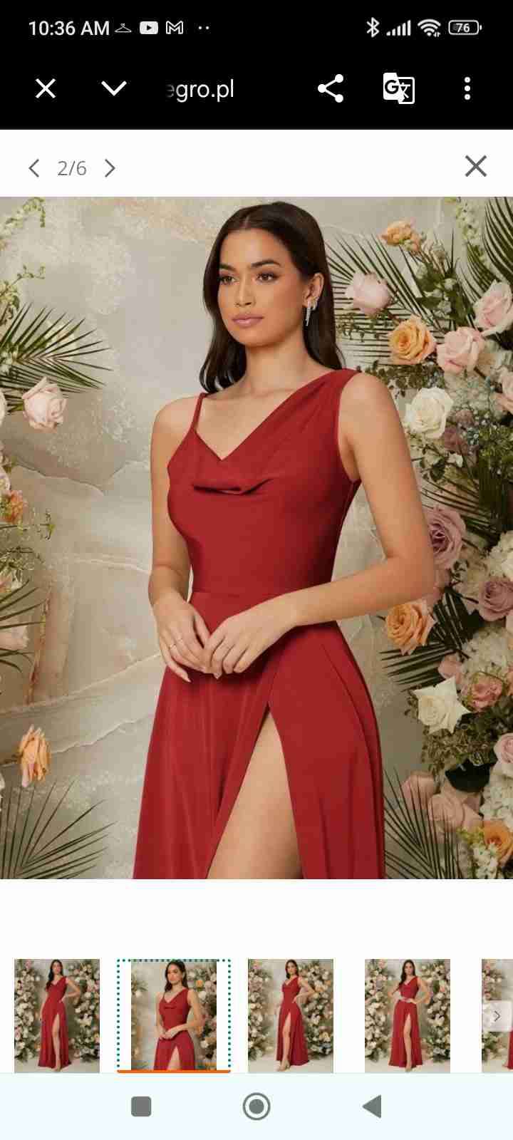 Vestido largo rojo con abertura - miniatura 2