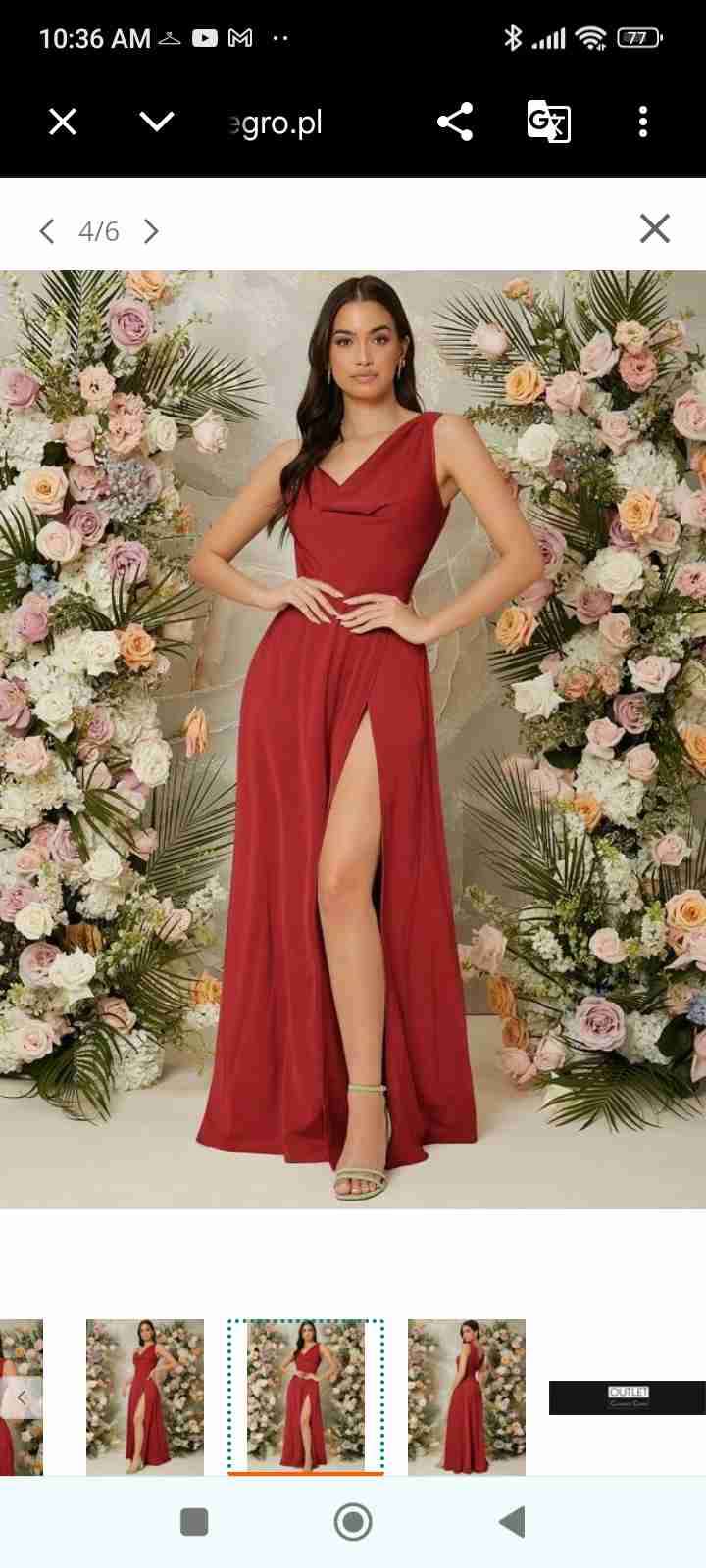 Vestido largo rojo con abertura - miniatura 3