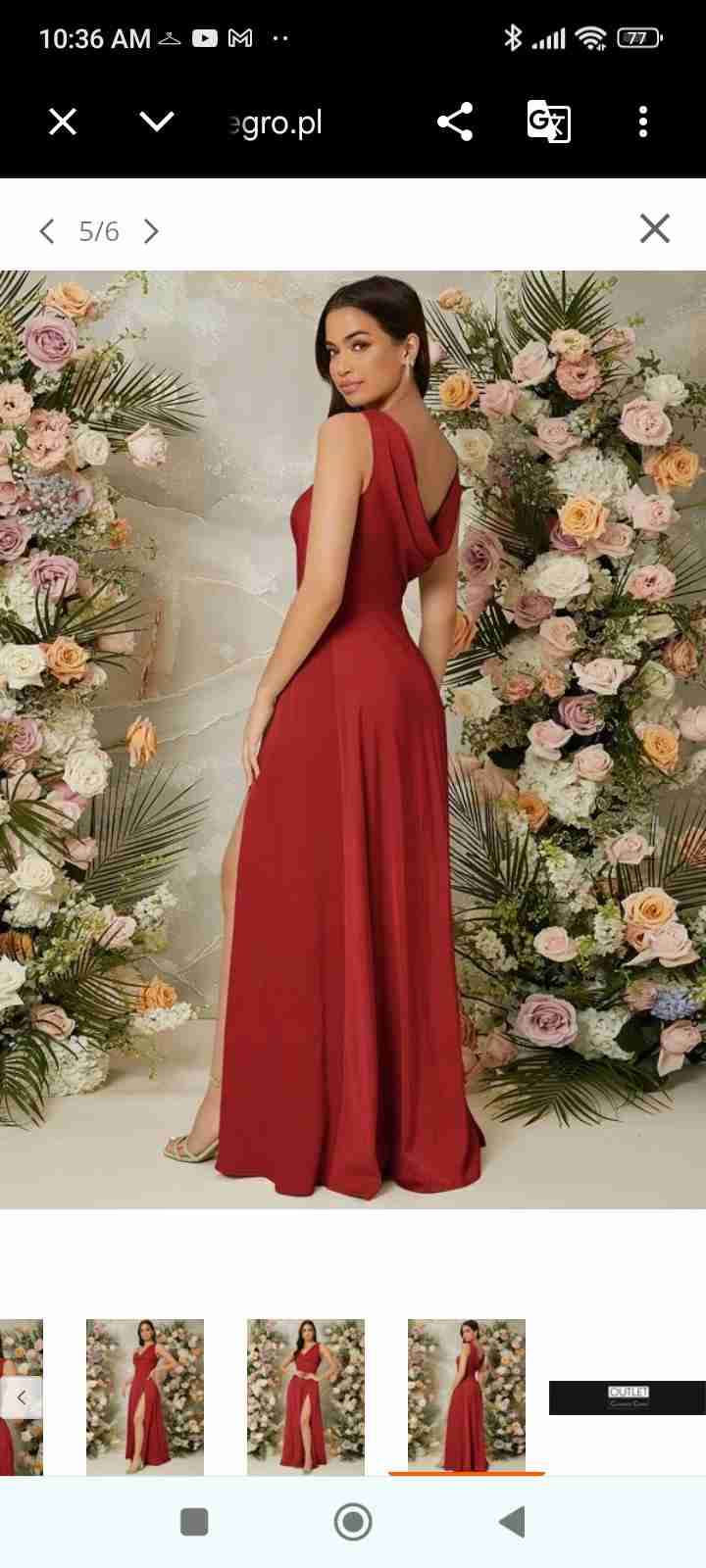 Vestido largo rojo con abertura - miniatura 4