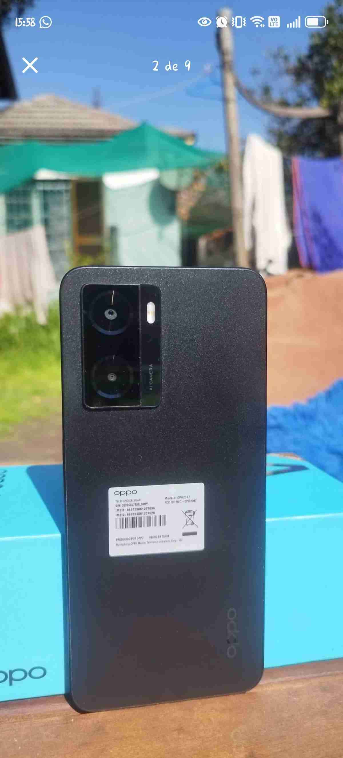 Teléfono OPPO A57 negro en caja