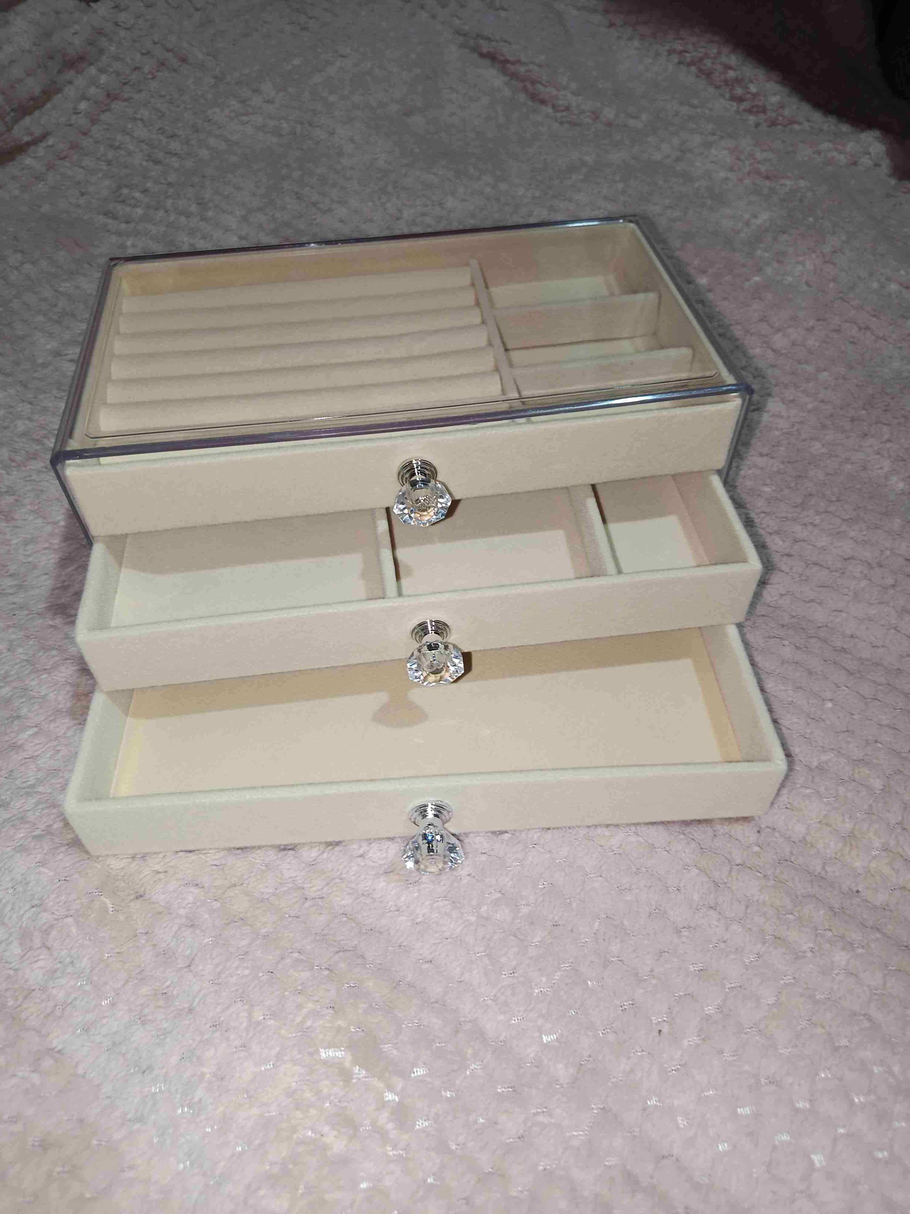 Caja organizadora de joyas beige - 4