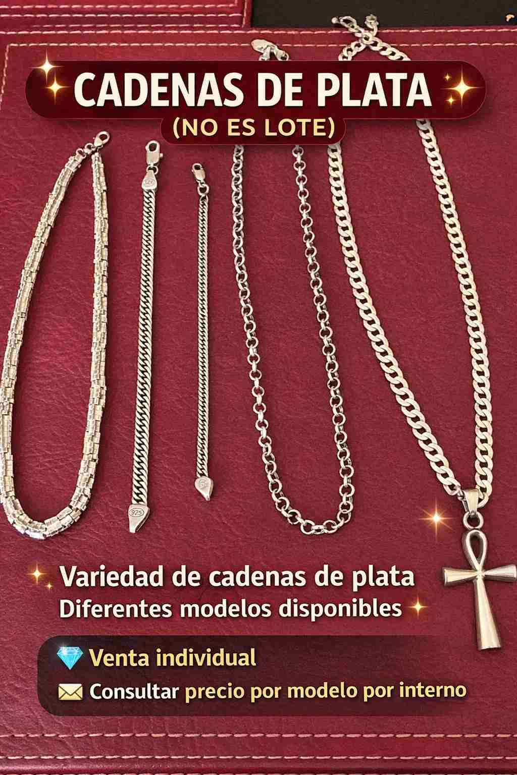 Cadenas de plata de diferentes modelos